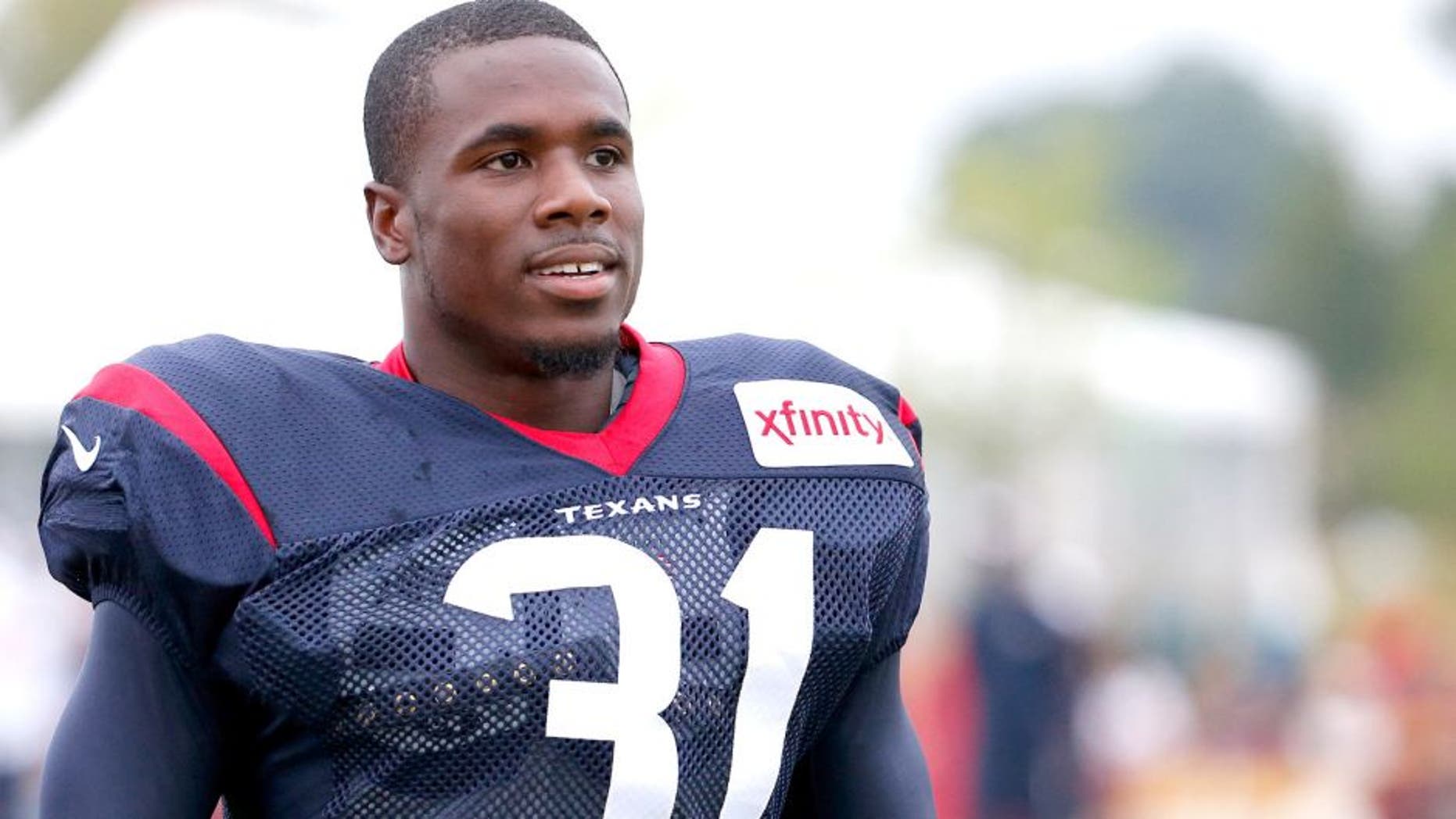 Aug 7, 2015; Richmond, VA, USA; Houston Texans defensive back Charles James (31) looks on during joint practice with the Washington Redskins as part of day eight of training camp at Bon Secours Washington Redskins Training Center. Mandatory Credit: Amber Searls-USA TODAY Sports