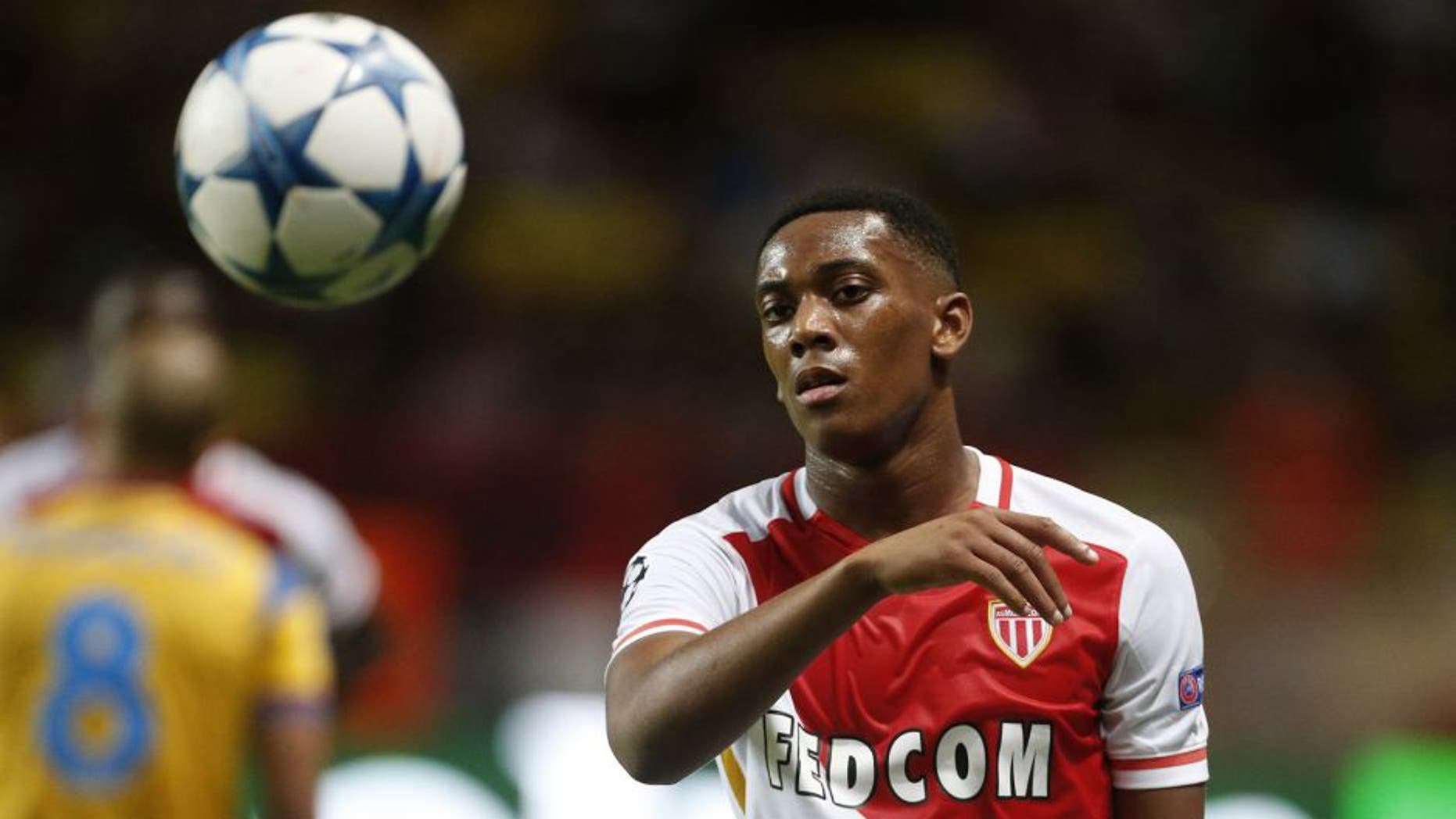MONACO - AUGUST 25: Anthony Martial of Monaco in action during the UEFA Champions League play off round 2nd leg between AS Monaco and Valencia CF at Stade Louis II on August 25, 2015 in Monaco. (Photo by Jean Catuffe/Getty Images)
