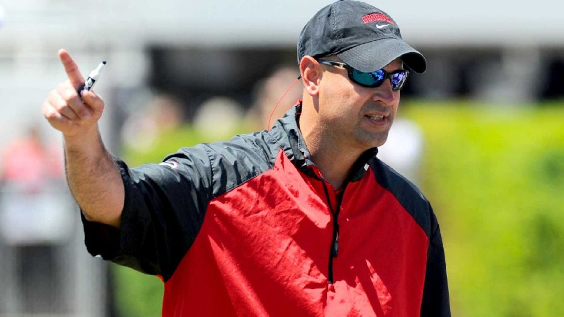 Apr 12, 2014; Athens, GA, USA; Georgia Bulldogs defensive coordinator Jeremy Pruitt coaches on the sideline during the first half of the Georgia Spring Game at Sanford Stadium. Mandatory Credit: Dale Zanine-USA TODAY Sports