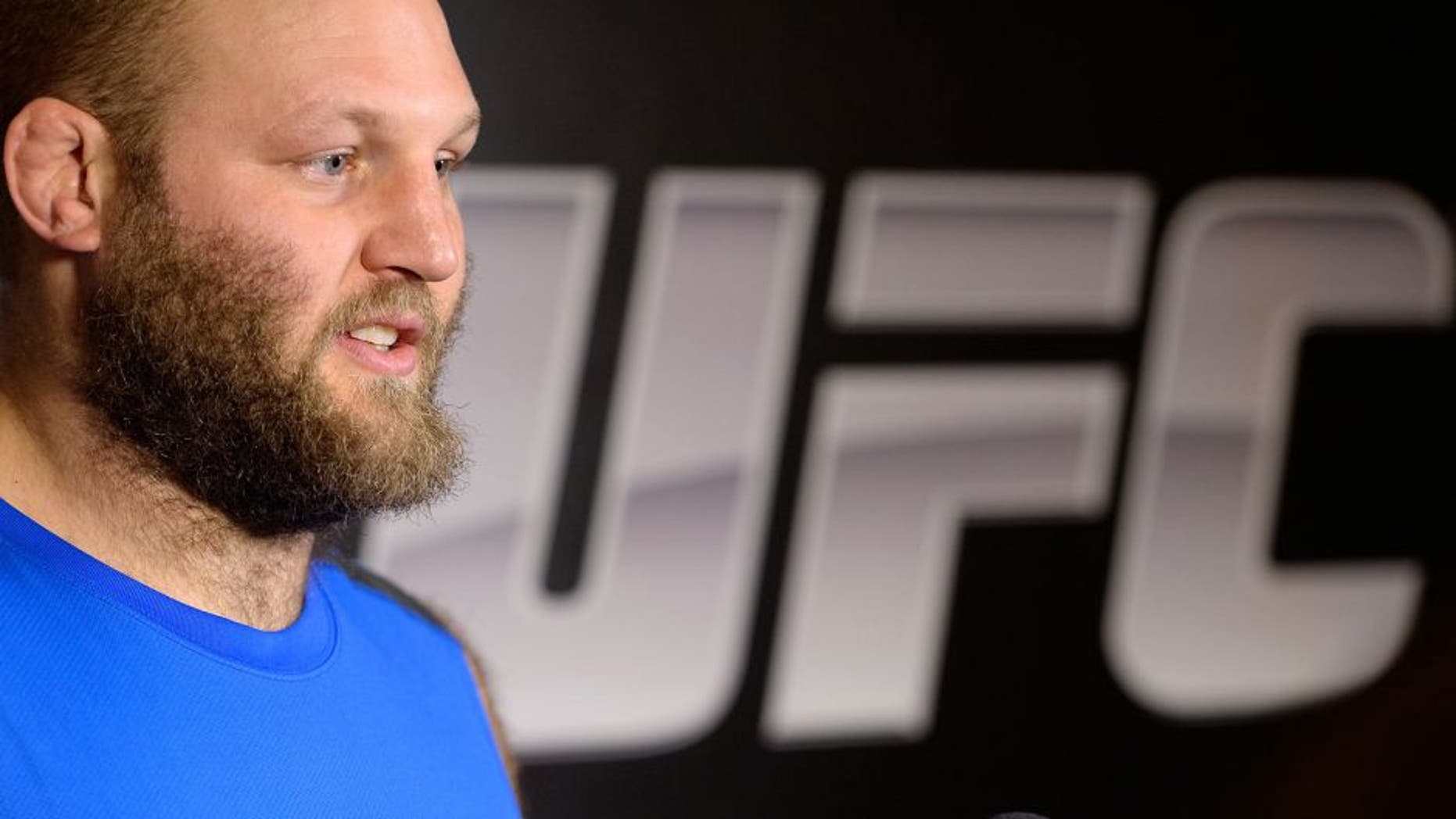 MASHANTUCKET, CT - SEPTEMBER 3: Ben Rothwell speaks to reporters during a media availability at the Foxwoods Resort Casino on September 3, 2014 in Mashantucket, Connecticut. (Photo by Jeff Bottari/Zuffa LLC/Zuffa LLC via Getty Images)