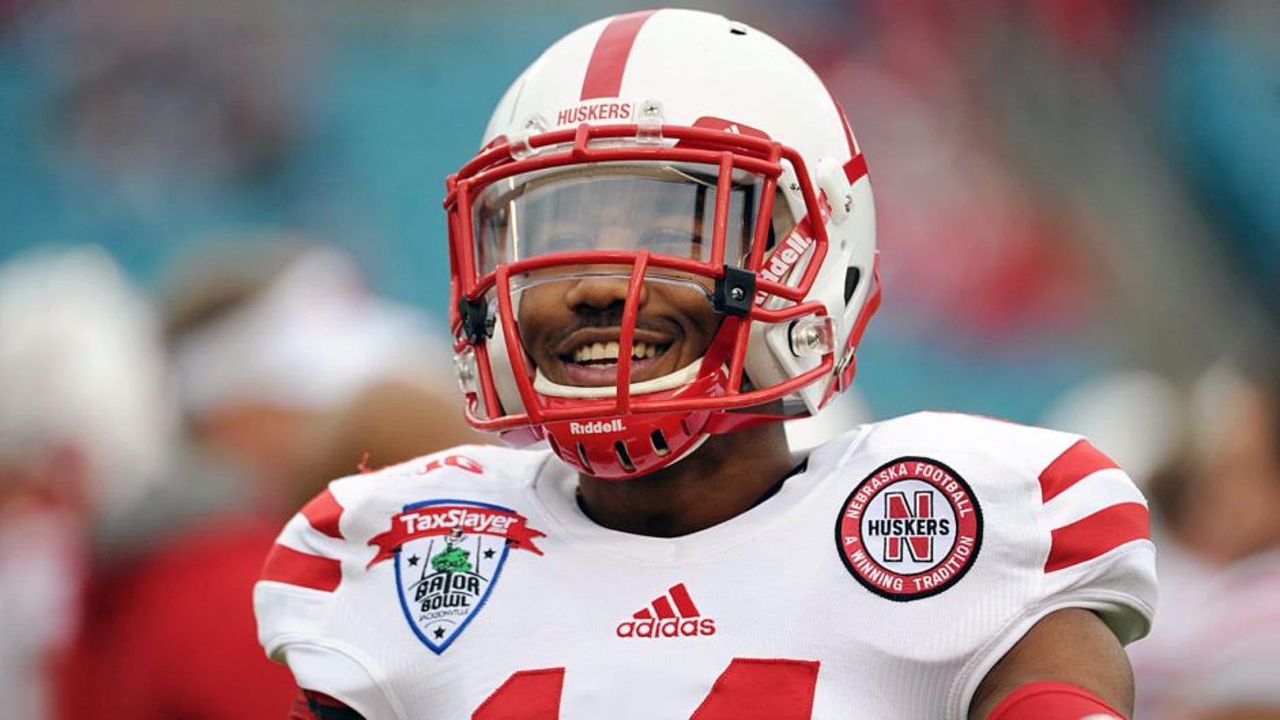 Dec 22, 2013; Jacksonville, FL, USA; Nebraska Cornhuskers cornerback Jonathan Rose (14) before the game against the Georgia Bulldogs at EverBank Field. Mandatory Credit: Melina Vastola-USA TODAY Sports