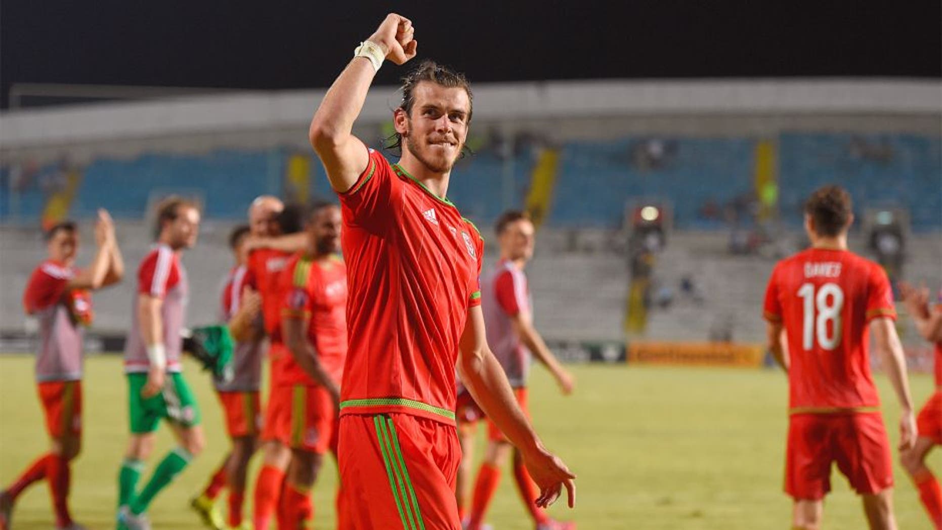 NICOSIA, CYPRUS - SEPTEMBER 03: Wales striker Gareth Bale celebrates after the UEFA EURO 2016 Qualifier between Cyprus and Wales at GPS Stadium on September 3, 2015 in Nicosia, Cyprus. (Photo by Stu Forster/Getty Images)