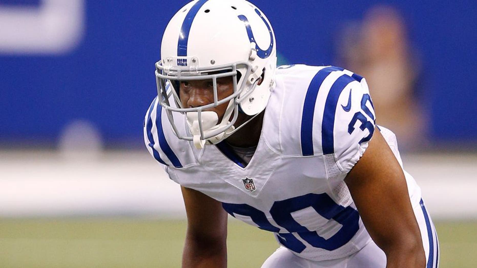 INDIANAPOLIS, IN - AUGUST 22: D'Joun Smith #30 of the Indianapolis Colts in action during a preseason game against the Chicago Bears at Lucas Oil Stadium on August 22, 2015 in Indianapolis, Indiana. The Bears defeated the Colts 23-11. (Photo by Joe Robbins/Getty Images)