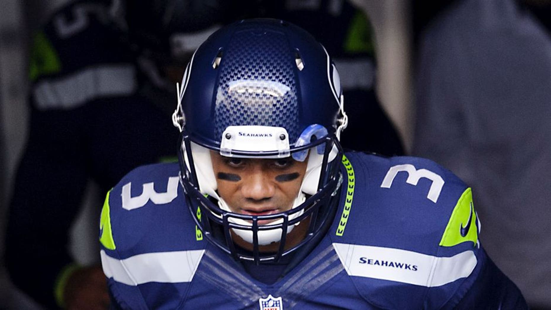 Seattle Seahawks quarterback Russell Wilson (3) leaves the team tunnel during pre game warm ups prior to the game against the Chicago Bears at CenturyLink Field. Mandatory Credit: Steven Bisig-USA TODAY Sports