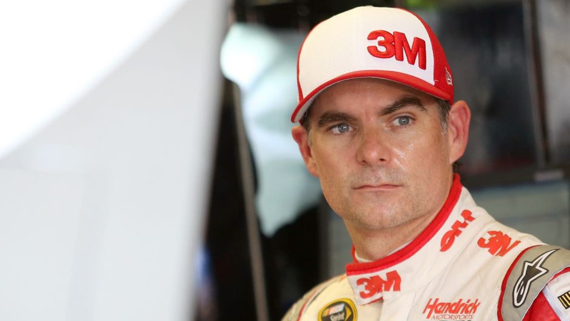 Jeff Gordon, driver of the #24 3M Chevrolet, stands in the garage area during practice for the NASCAR Sprint Cup Series Bojangles' Southern 500 at Darlington Raceway on September 4, 2015 in Darlington, South Carolina. (Photo by Matt Hazlett/Getty Images)
