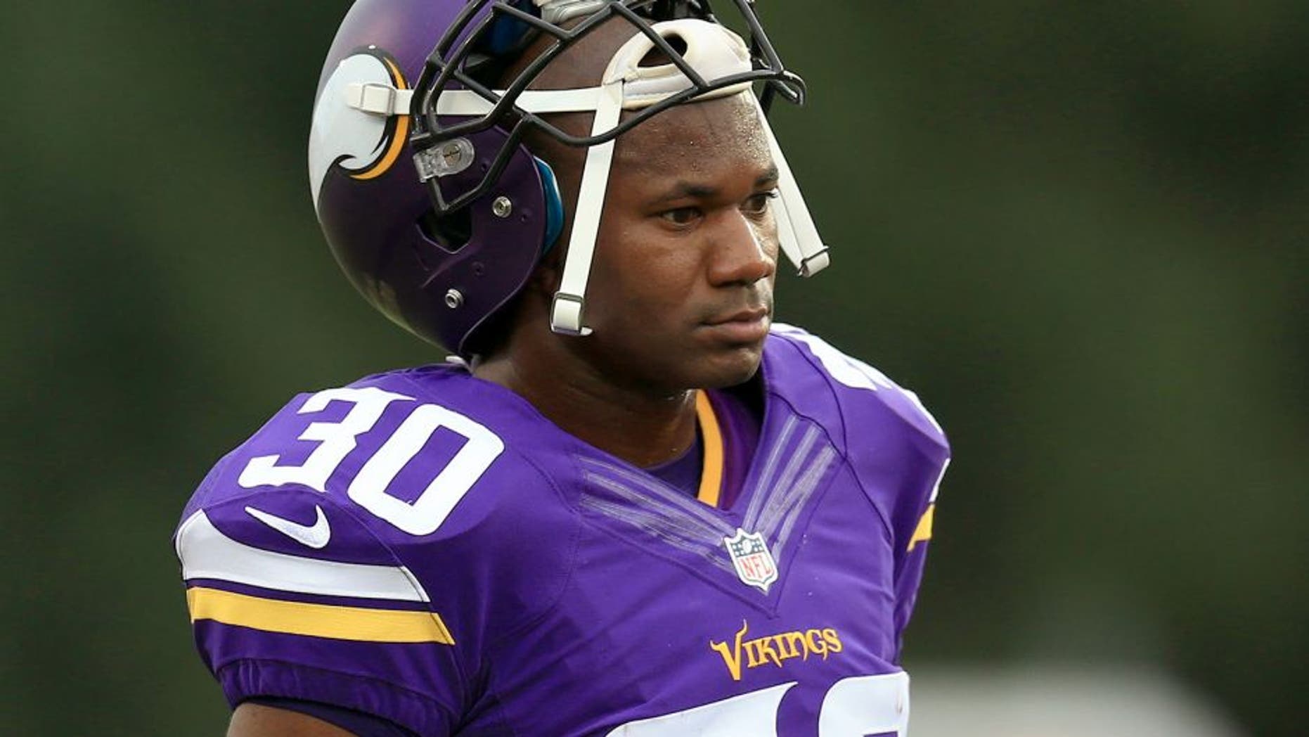 Aug 9, 2015; Canton, OH, USA; Minnesota Vikings defensive back Terence Newman (30) against the Pittsburgh Steelers at Tom Benson Hall of Fame Stadium. Mandatory Credit: Andrew Weber-USA TODAY Sports
