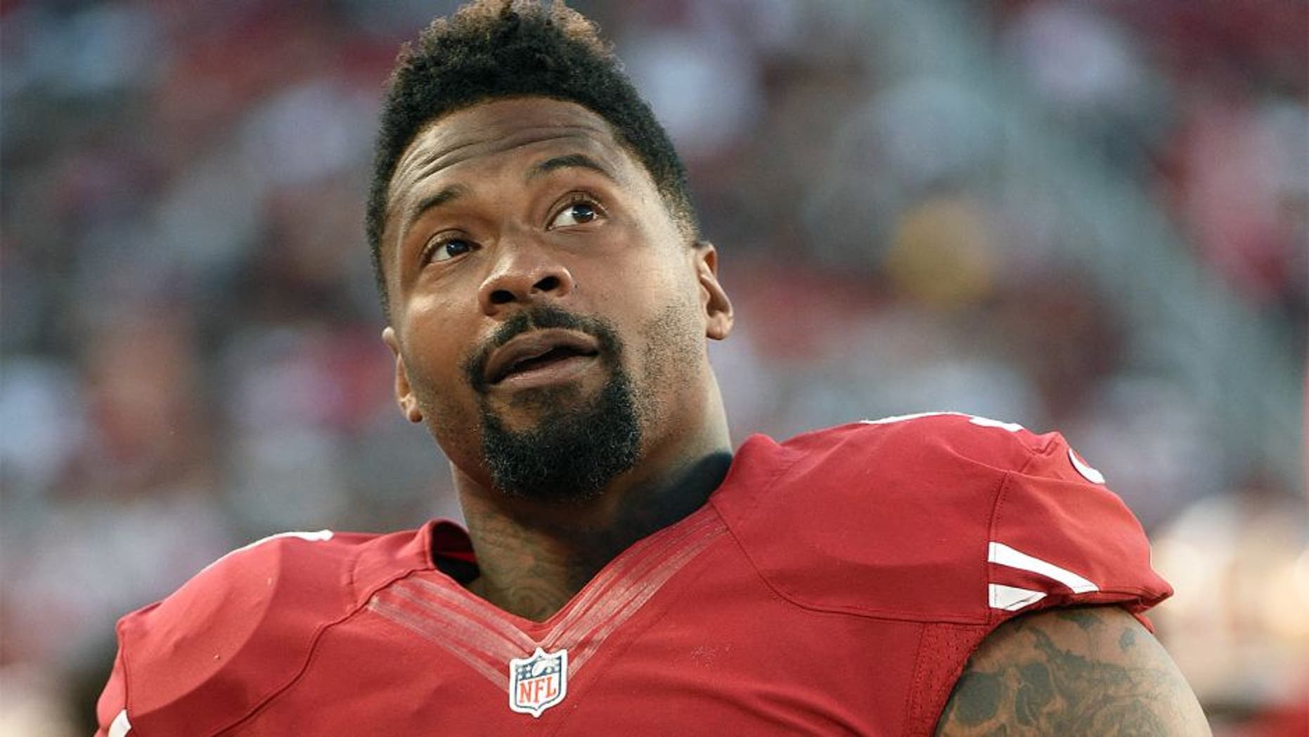 August 23, 2015; Santa Clara, CA, USA; San Francisco 49ers defensive tackle Darnell Dockett (90) during the fourth quarter against the Dallas Cowboys at Levi's Stadium. The 49ers defeated the Cowboys 23-6. Mandatory Credit: Kyle Terada-USA TODAY Sports