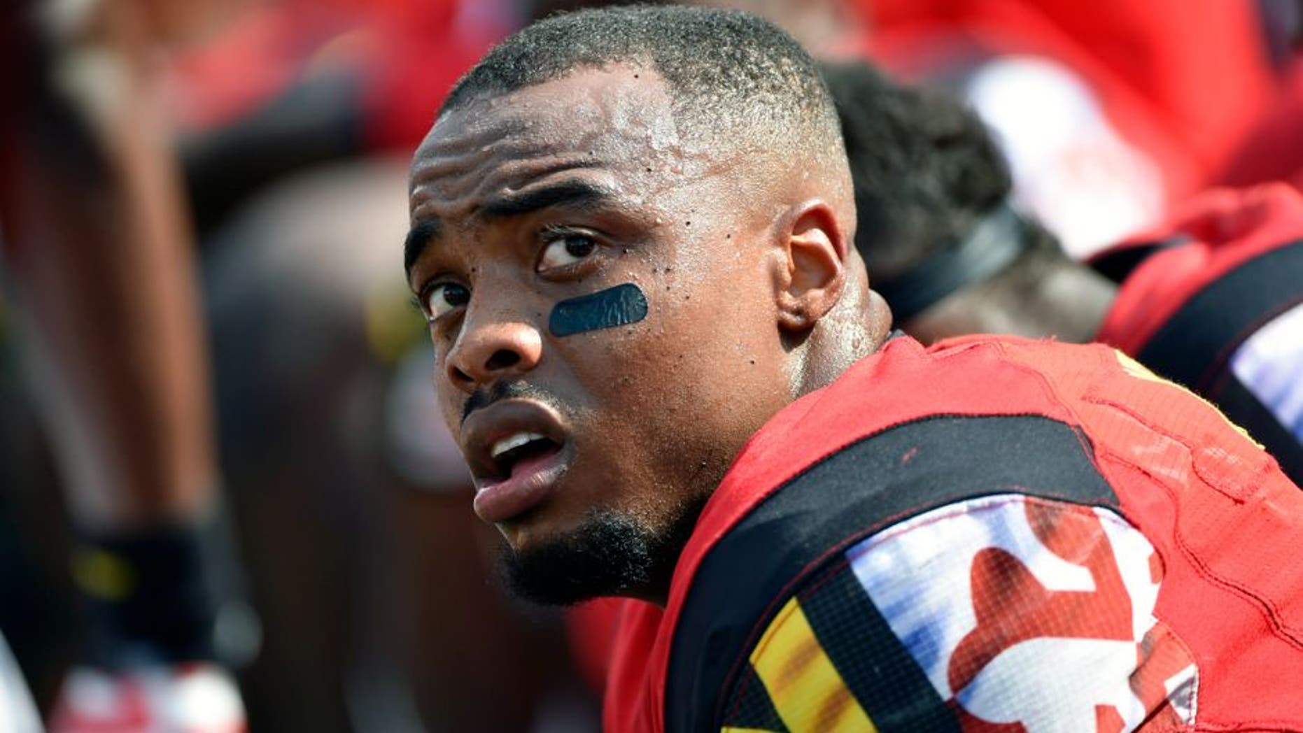 Sep 5, 2015; College Park, MD, USA; Maryland Terrapins defensive back William Likely (4) looks on against the Richmond Spiders at Byrd Stadium. Maryland won the game 50-21. Mandatory Credit: Derik Hamilton-USA TODAY Sports