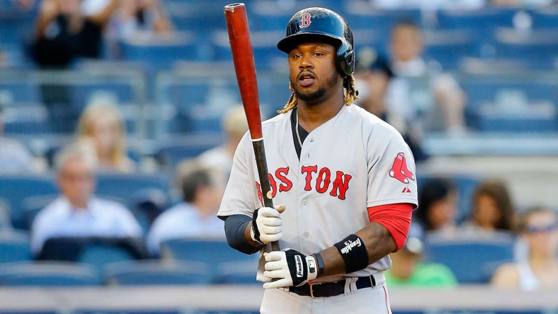 NEW YORK, NY - AUGUST 04: Hanley Ramirez #13 of the Boston Red Sox in action against the New York Yankees at Yankee Stadium on August 4, 2015 in the Bronx borough of New York City. The Yankees defeated the Red Sox 13-3. (Photo by Jim McIsaac/Getty Images)