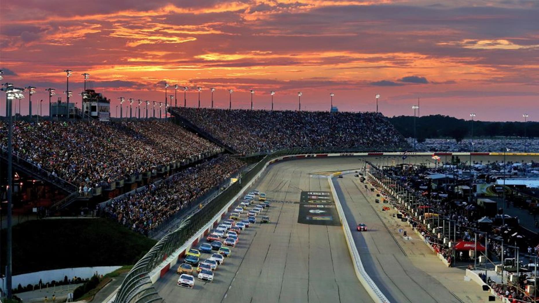 DARLINGTON, SC - SEPTEMBER 06: Brad Keselowski, driver of the #2 Miller High Life Ford, leads the field on a restart during the NASCAR Sprint Cup Series Bojangles' Southern 500 at Darlington Raceway on September 6, 2015 in Darlington, South Carolina. (Photo by Sarah Crabill/NASCAR via Getty Images)