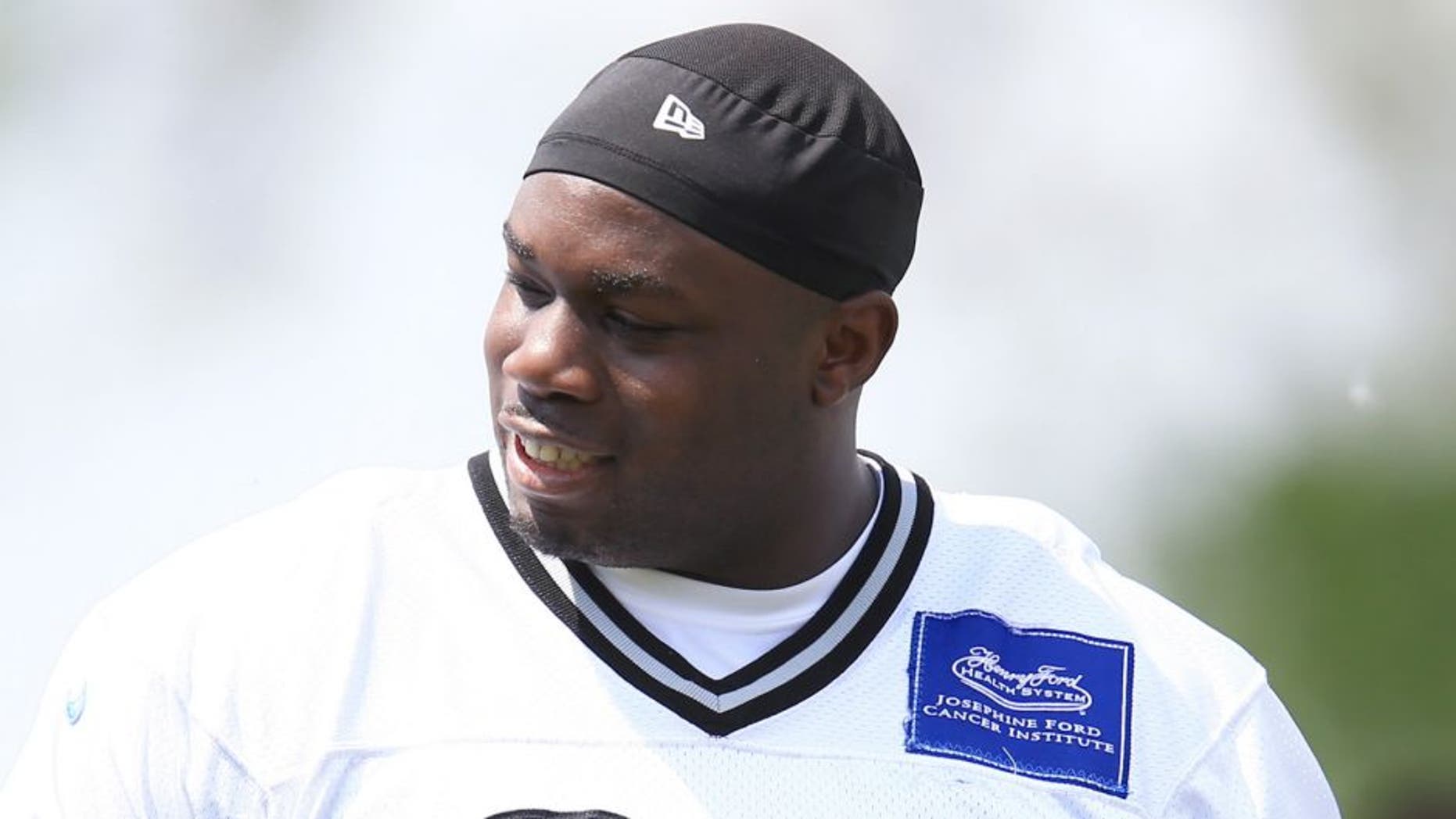 May 27, 2015; Detroit, MI, USA; Detroit Lions defensive tackle Tyrunn Walker (93) during OTA at Detroit Lions Training Facility. Mandatory Credit: Andrew Weber-USA TODAY Sports