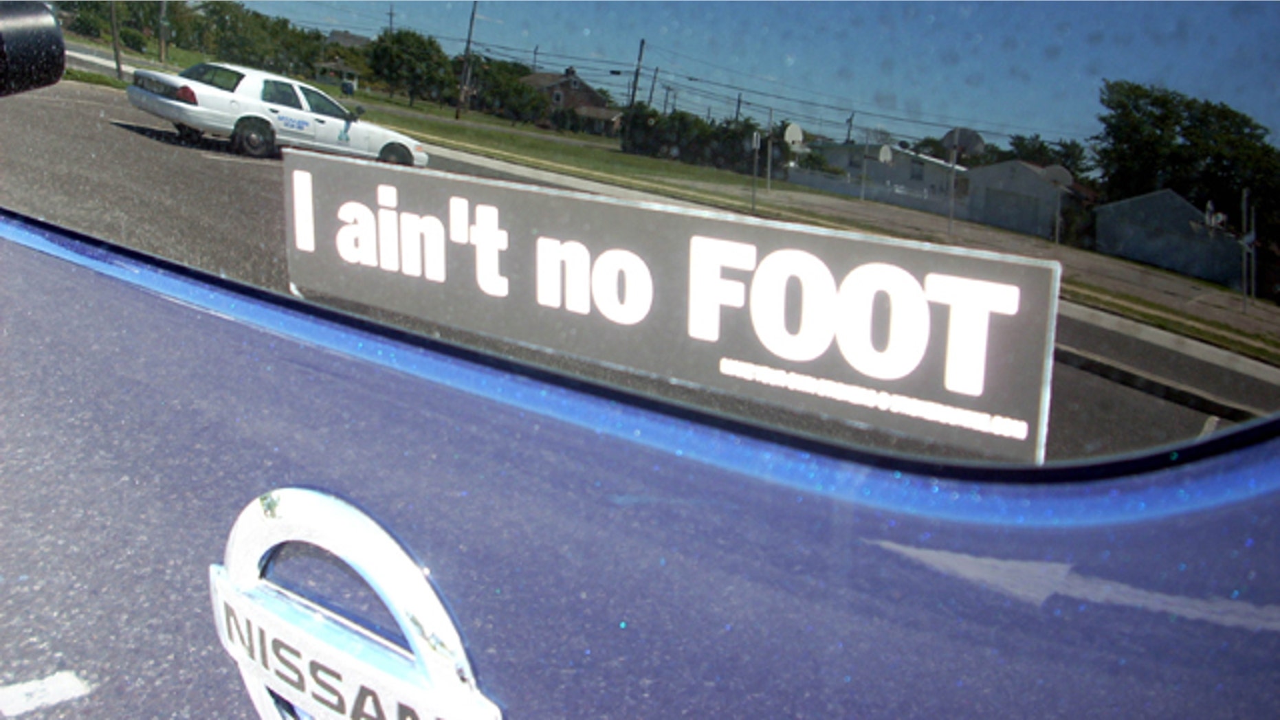 This Aug. 27, 2010 photo taken in Brigantine, N.J., shows a bumper sticker saying "I Ain't No FOOT," which according to a Facebook page is an acronym for "Out of Towners" preceded by an obscenity.