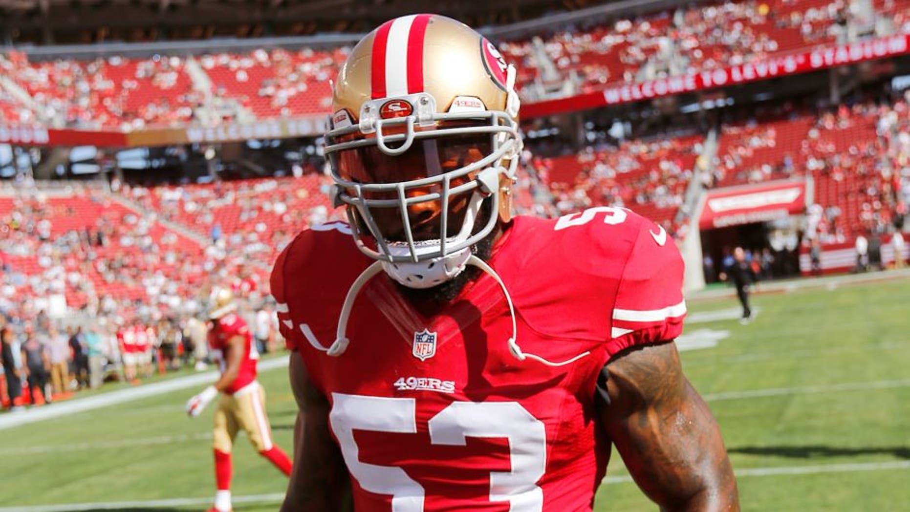 SANTA CLARA, CA - AUGUST 23: NaVorro Bowman #53 of the San Francisco 49ers stands on the field prior to the game against the Dallas Cowboys at Levi Stadium on August 23, 2015 in Santa Clara, California. The 49ers defeated the Cowboys 23-6. (Photo by Michael Zagaris/San Francisco 49ers/Getty Images)