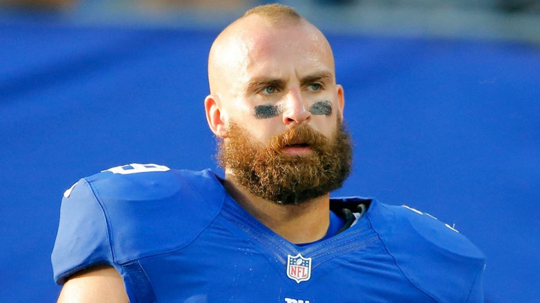 Aug 24, 2013; East Rutherford, NJ, USA; New York Giants safety Tyler Sash (39) prior to the game against the New York Jets at MetLife Stadium. Mandatory Credit: Jim O'Connor-USA TODAY Sports