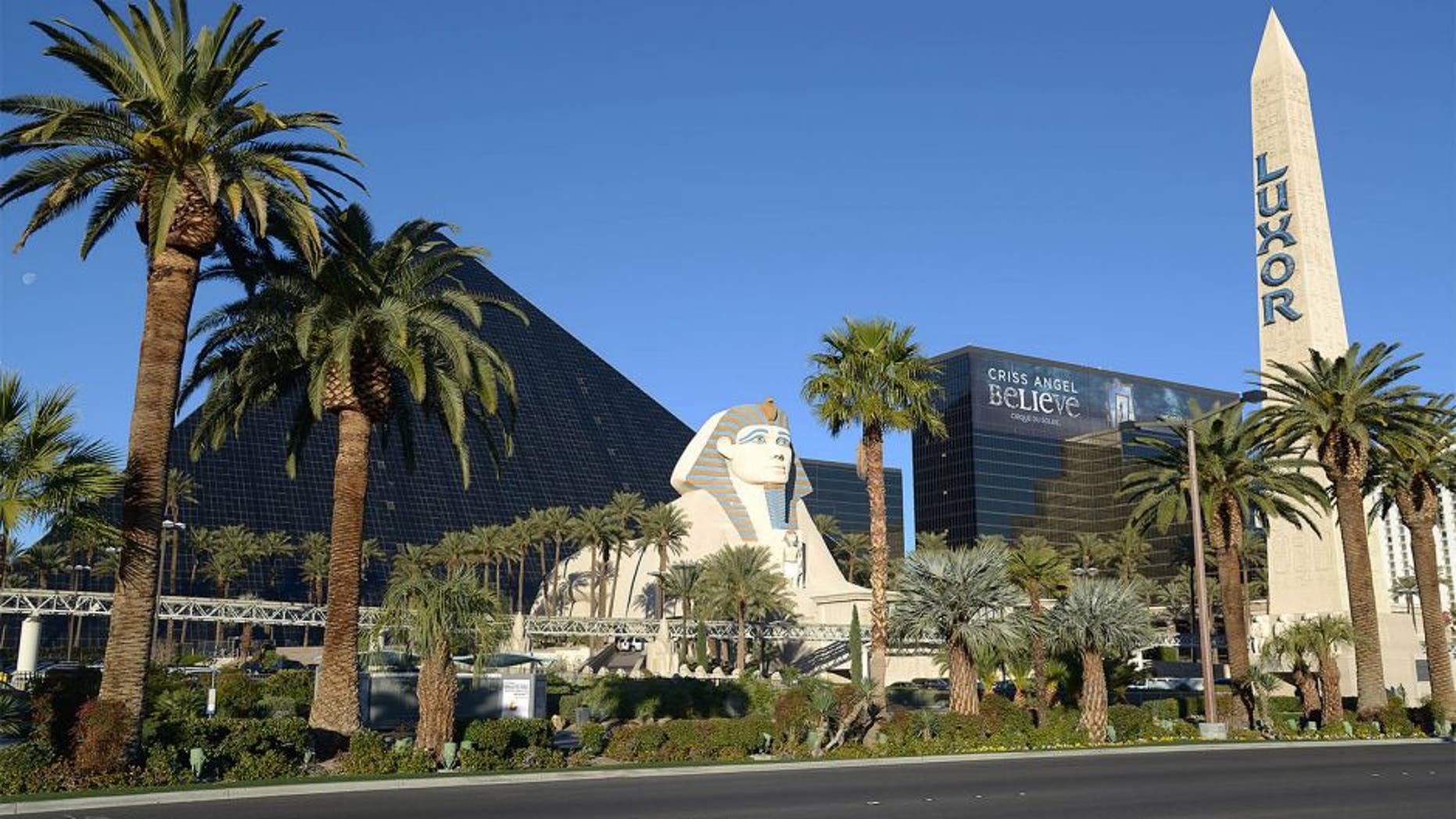 Dec 21, 2013; Las Vegas, NV, USA; General view of the Luxor hotel on the Las Vegas strip on Las Vegas Blvd. before the Las Vegas Bowl between the Fresno State Bulldogs and the Southern California Trojans. Mandatory Credit: Kirby Lee-USA TODAY Sports