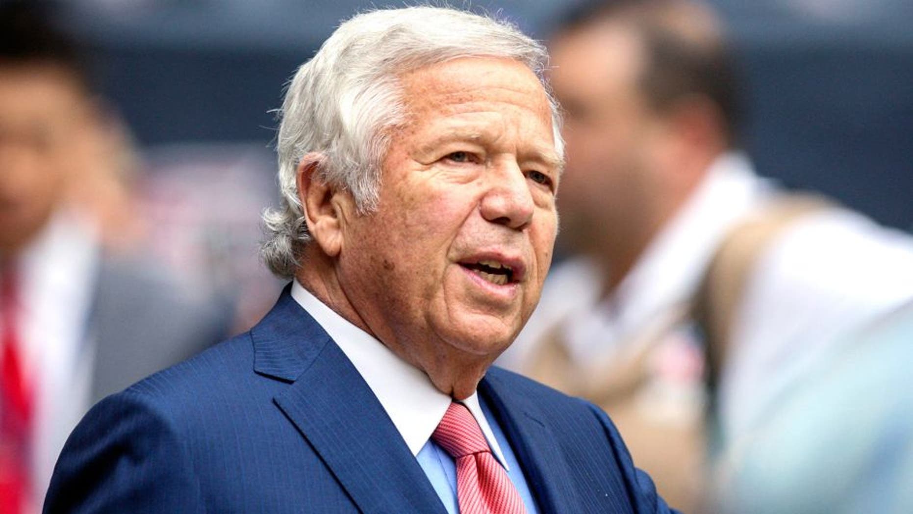 Dec 1, 2013; Houston, TX, USA; New England Patriots owner Robert Kraft walks onto the field before a game against the Houston Texans at Reliant Stadium. Mandatory Credit: Troy Taormina-USA TODAY Sports