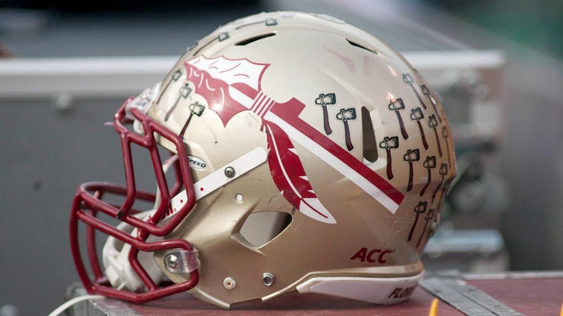 Nov 9, 2013; Winston-Salem, NC, USA; A Florida State Seminoles helmet lays on the sidelines during the game against the Wake Forest Demon Deacons at BB&T Field. Florida State defeated Wake Forest 59-3. Mandatory Credit: Jeremy Brevard-USA TODAY Sports