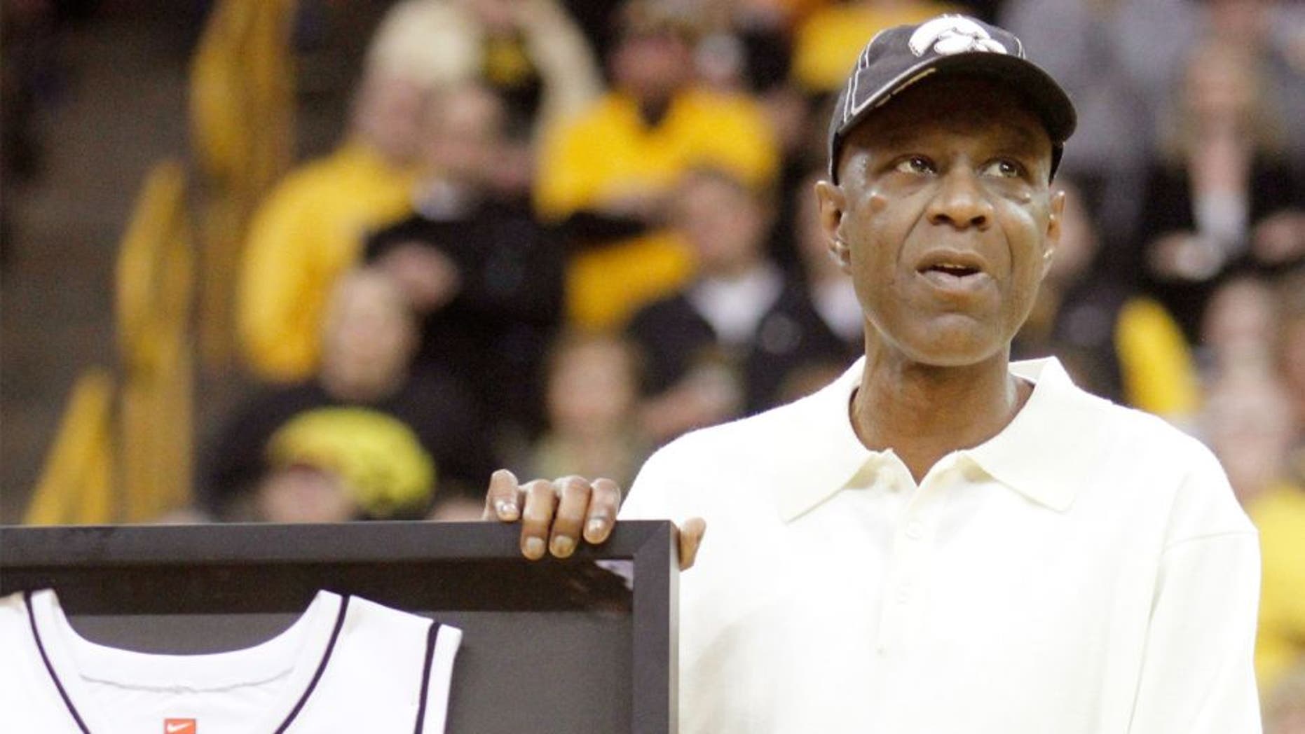 IOWA CITY, IA - MARCH 07: All-time scoring leader Roy Marble of the Iowa Hawkeyes is honored at halftime of the match-up against Northwestern Wildcats on March 7, 2015 at Carver-Hawkeye Arena in Iowa City, Iowa. (Photo by Matthew Holst/Getty Images)