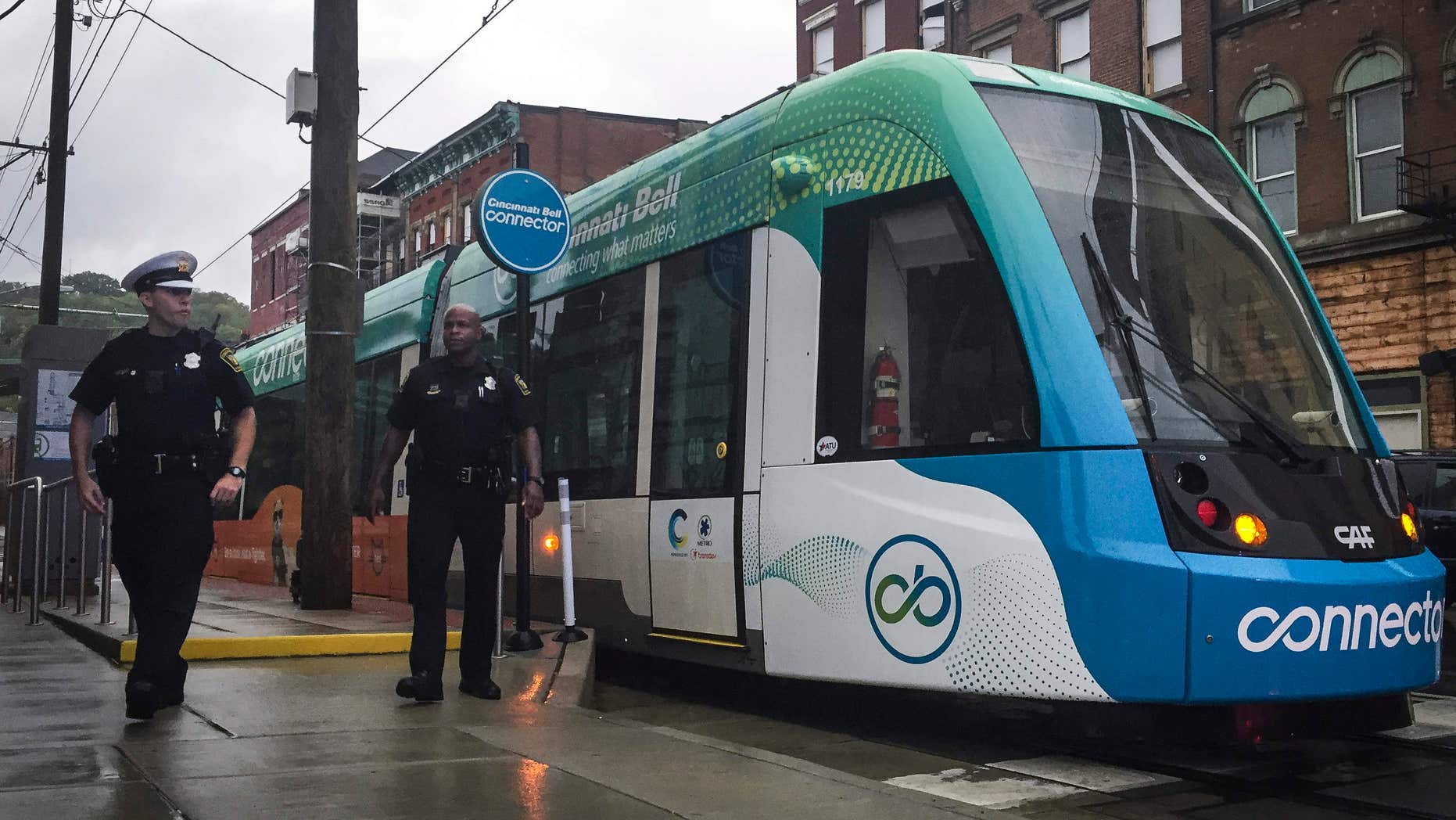The Cincinnati Bell Connector is shut down after authorities cleared the streetcars following a bomb scare , Saturday, Sept. 10, 2016, in Cincinnati.