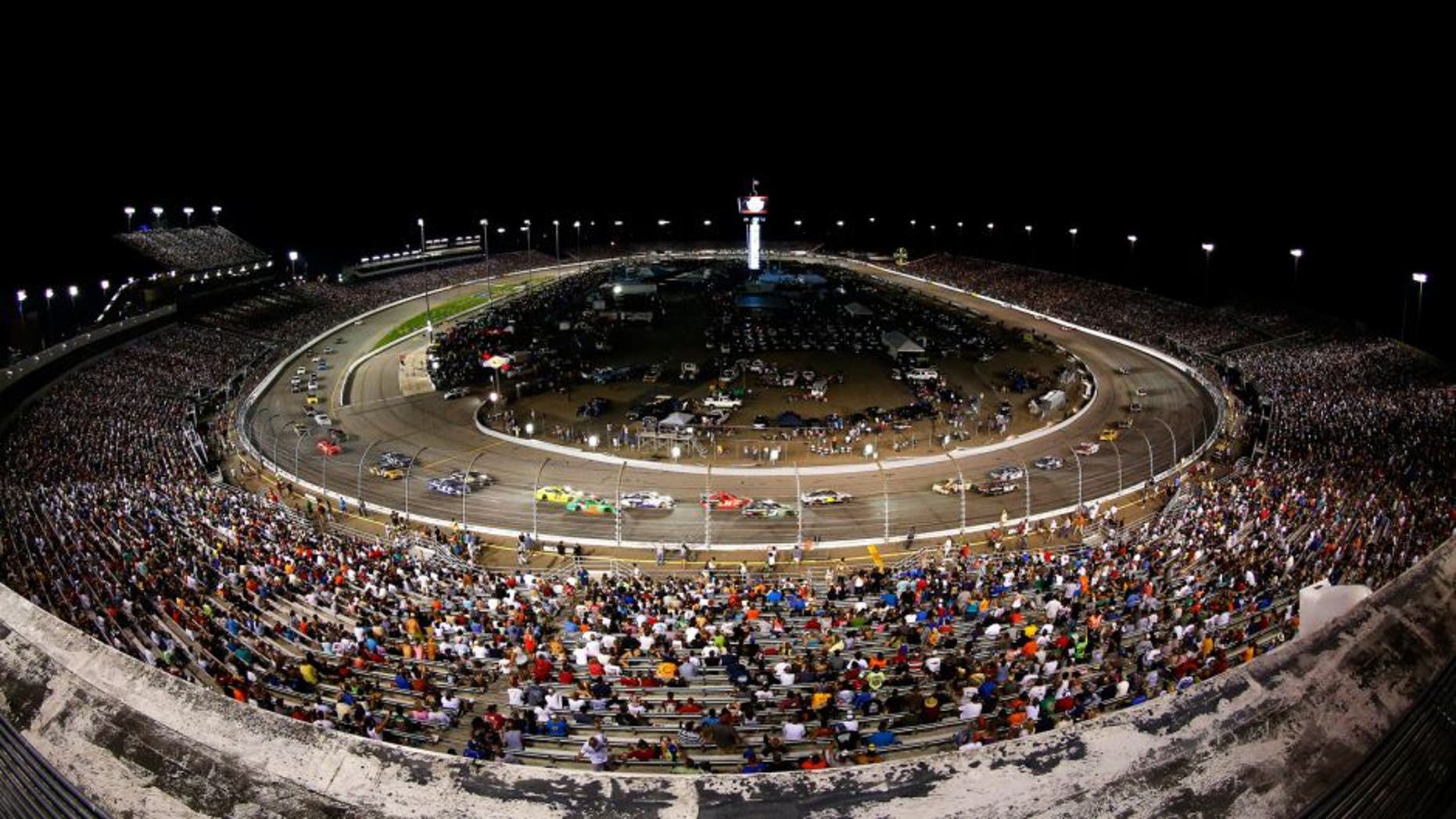 RICHMOND, VA - SEPTEMBER 06: A general view of cars racing the NASCAR Sprint Cup Series Federated Auto Parts 400 at Richmond International Raceway on September 6, 2014 in Richmond, Virginia. (Photo by Jared Wickerham/Getty Images)