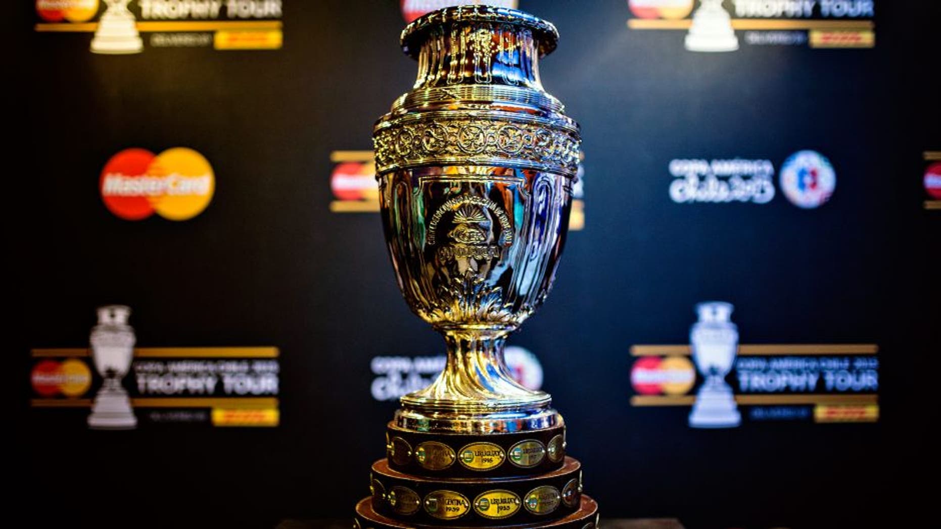 MEXICO CITY, MEXICO - MAY 21: A view of Copa America Trophy during the presentation of the Copa America Trophy as part of Copa America Trophy Tour 2015 at Papalote Museo del Ni–â±o on May 21, 2015 in Mexico City, Mexico. (Photo by Manuel Velasquez/LatinContent/Getty Images)