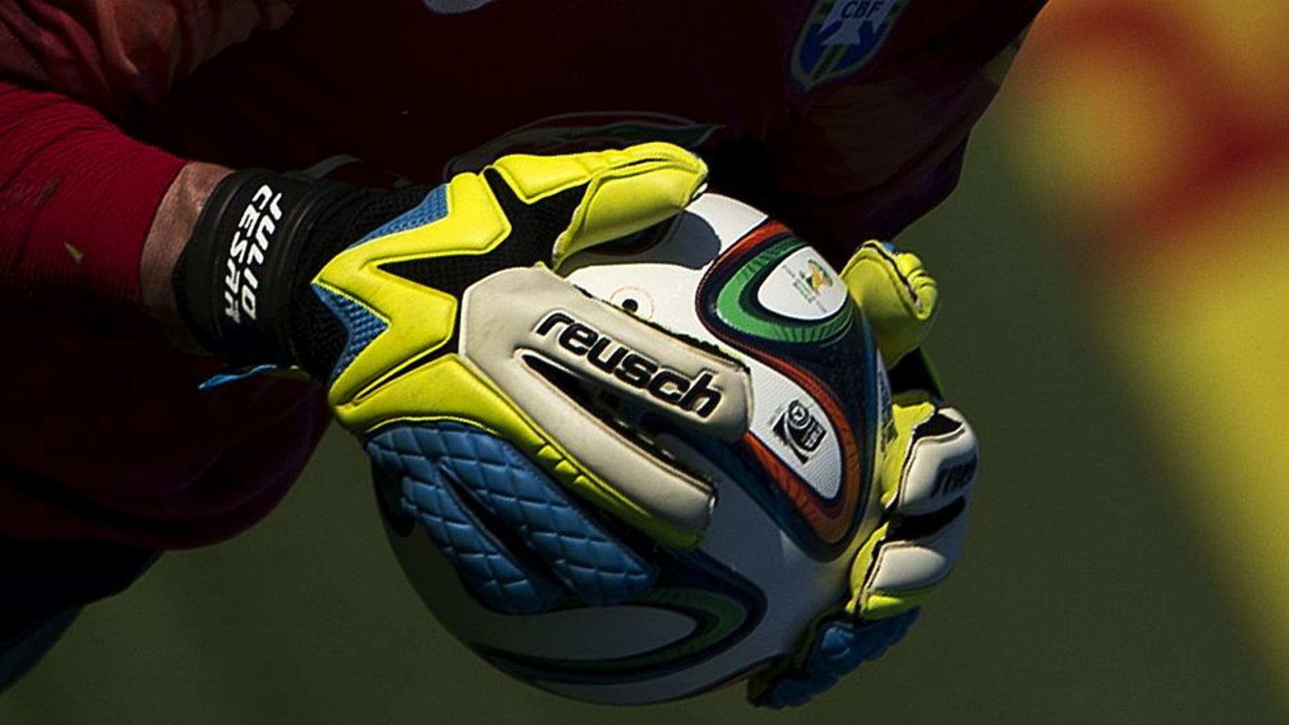 Brazilian football team goalkeeper Julio Cesar takes part in a training session at the squad's Granja Comary training complex, in Teresopolis, 90 km from downtown Rio de Janeiro, on June 4, 2014, ahead of the FIFA World Cup Brazil 2014 tournament. AFP PHOTO/VANDERLEI ALMEIDA (Photo credit should read VANDERLEI ALMEIDA/AFP/Getty Images)