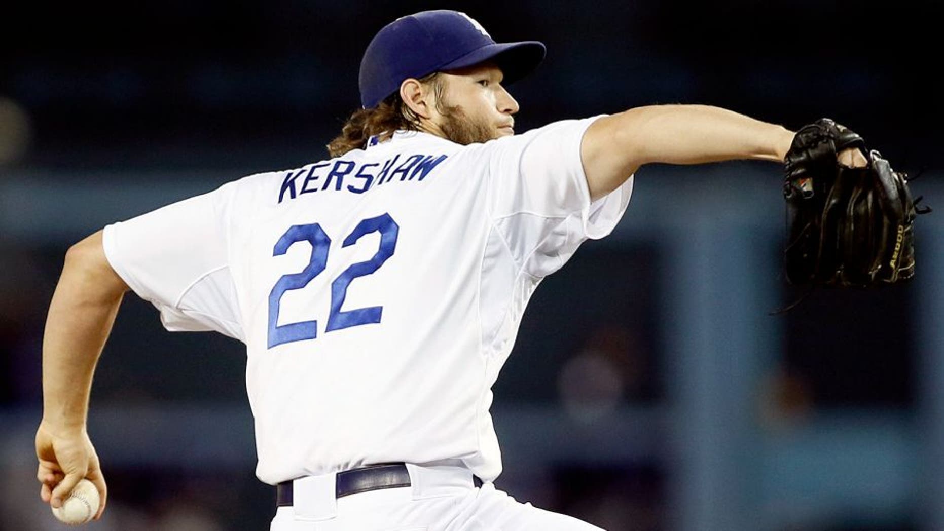 Los Angeles Dodgers starting pitcher Clayton Kershaw delivers against the Colorado Rockies during the first inning of a baseball game, Monday, Sept. 14, 2015, in Los Angeles. (AP Photo/Danny Moloshok)
