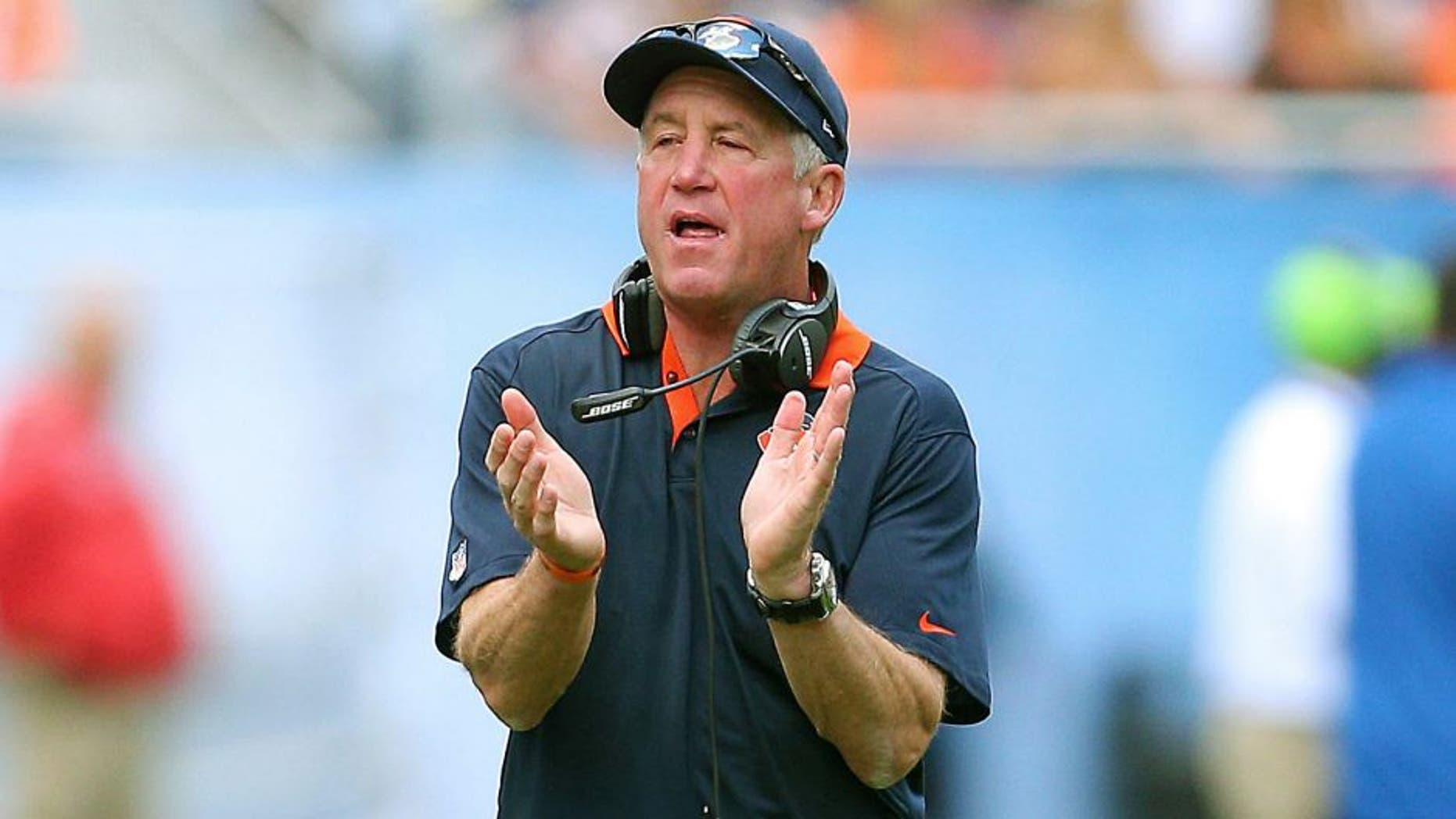 Sep 13, 2015; Chicago, IL, USA; Chicago Bears head coach John Fox during the second quarter against the Green Bay Packers at Soldier Field. Mandatory Credit: Dennis Wierzbicki-USA TODAY Sports