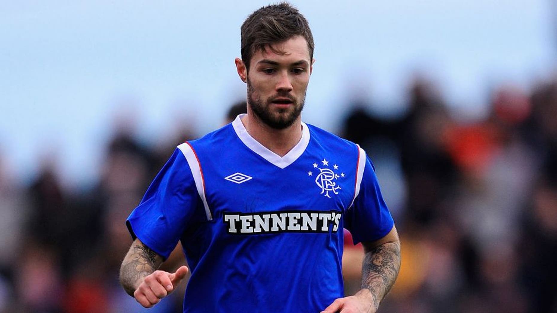 ARBROATH, SCOTLAND - JANUARY 08: Rangers player Jordan Mcmillan in action during the William Hill Scottish Cup Fourth Round match between Arbroath and Rangers at Gayfield park on January 8, 2012 in Arbroath, Scotland. (Photo by Stu Forster/Getty Images)