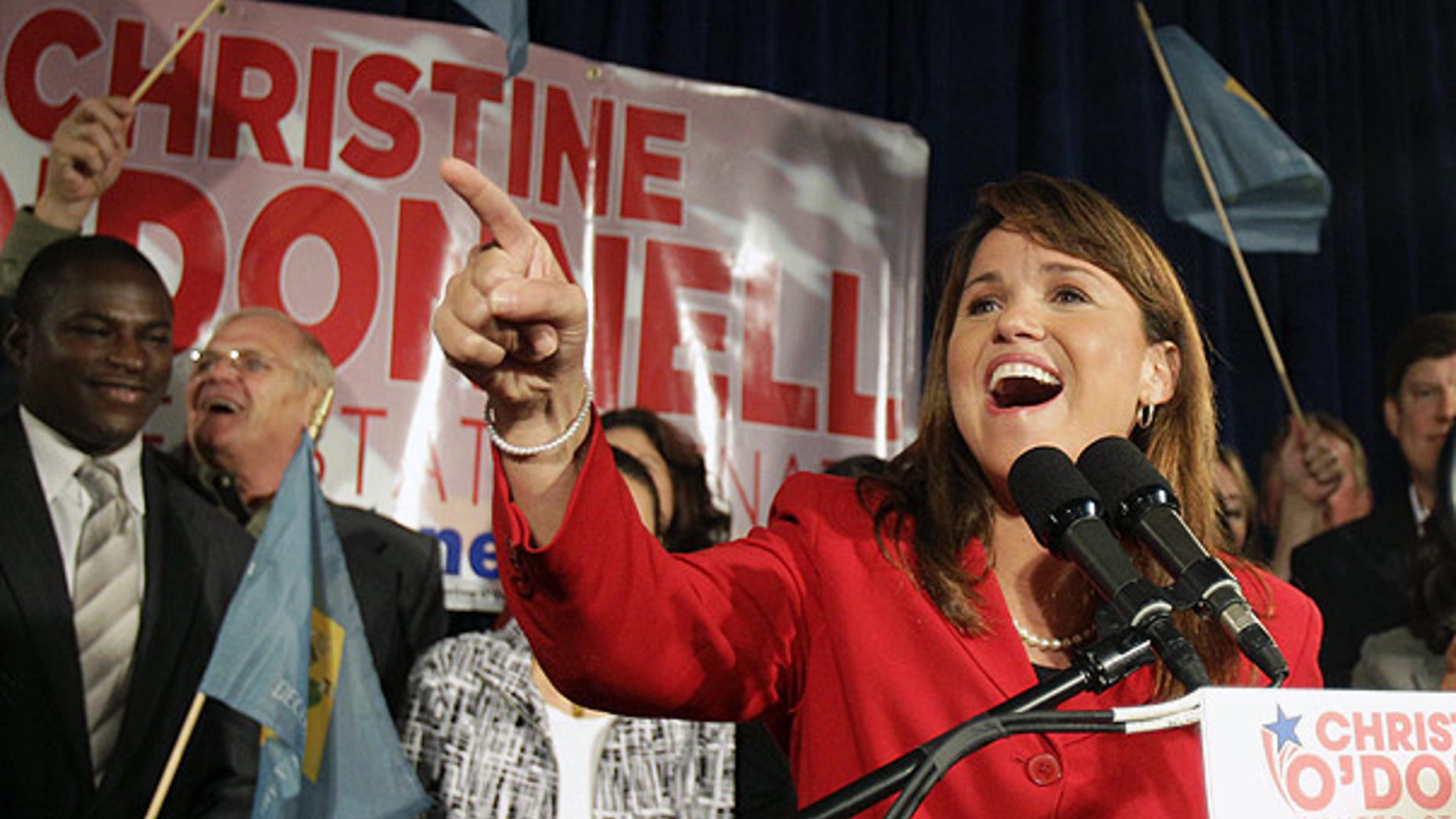 Sept. 14: Christine O'Donnell addresses supporters after winning the Republican nomination for Senate in Delaware.
