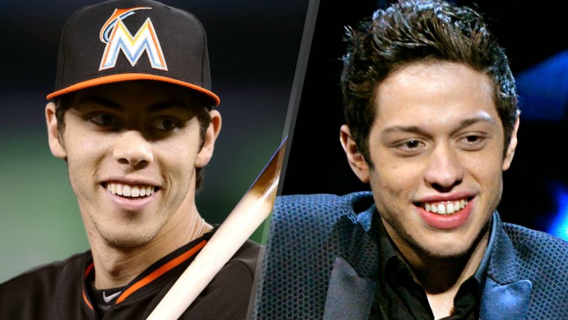 TORONTO, CANADA - JUNE 9: Christian Yelich #21 of the Miami Marlins warms up during batting practice before the start of MLB game action against the Toronto Blue Jays on June 9, 2015 at Rogers Centre in Toronto, Ontario, Canada. (Photo by Tom Szczerbowski/Getty Images) LOS ANGELES, CA - MARCH 14: Comedian Pete Davidson attends The Comedy Central Roast of Justin Bieber at Sony Pictures Studios on March 14, 2015 in Los Angeles, California. The Comedy Central Roast of Justin Bieber will air on March 30, 2015 at 10:00 p.m. ET/PT. (Photo by Lester Cohen/WireImage)
