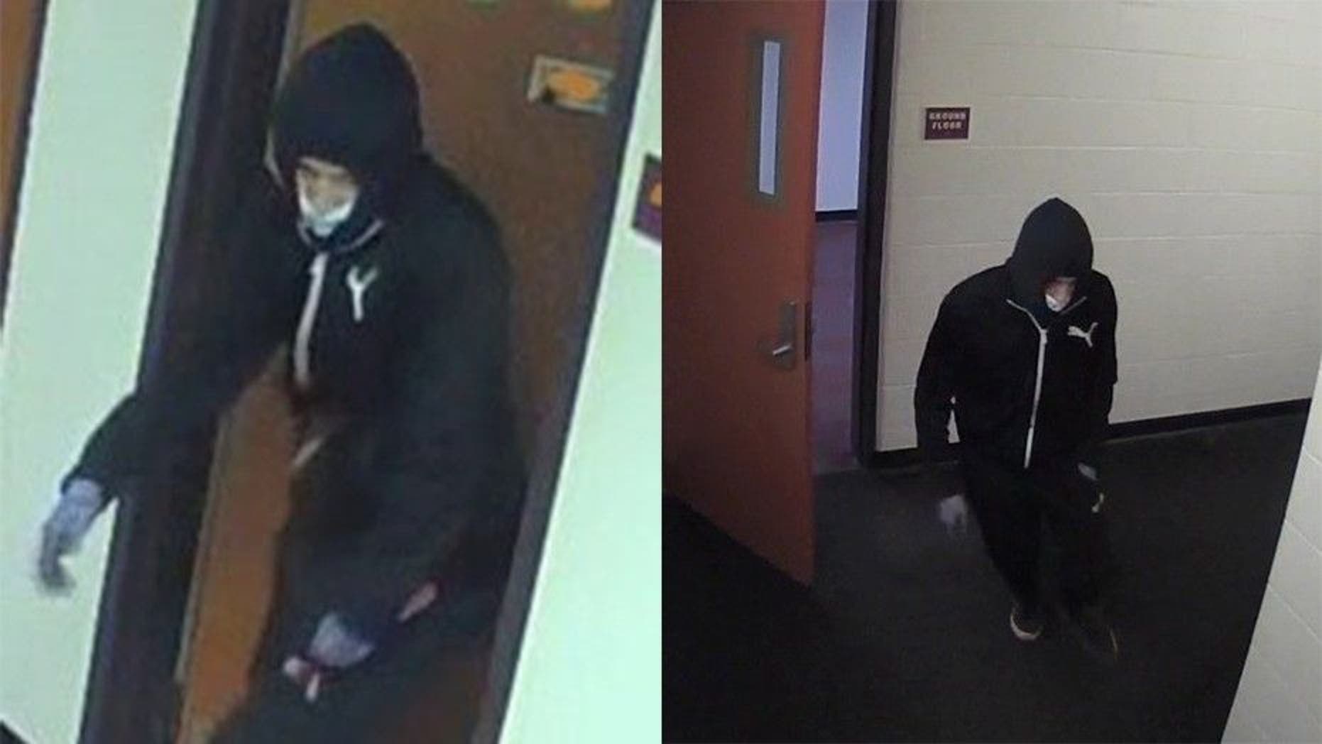 Binghamton University police released images of a suspect in the deadly stabbing of a 19-year-old student in a campus dorm room Sunday.