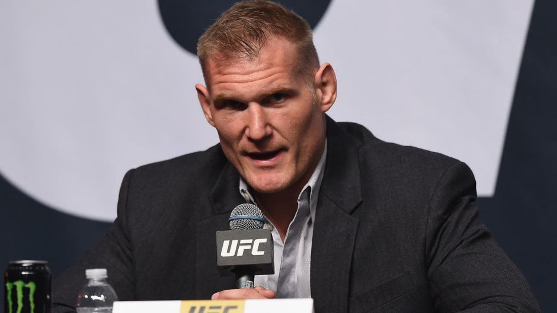 LAS VEGAS, NV - SEPTEMBER 04: Josh Barnett speaks to the media and fans during the UFC's Go Big launch event inside MGM Grand Garden Arena on September 4, 2015 in Las Vegas, Nevada. (Photo by Josh Hedges/Zuffa LLC/Zuffa LLC via Getty Images)