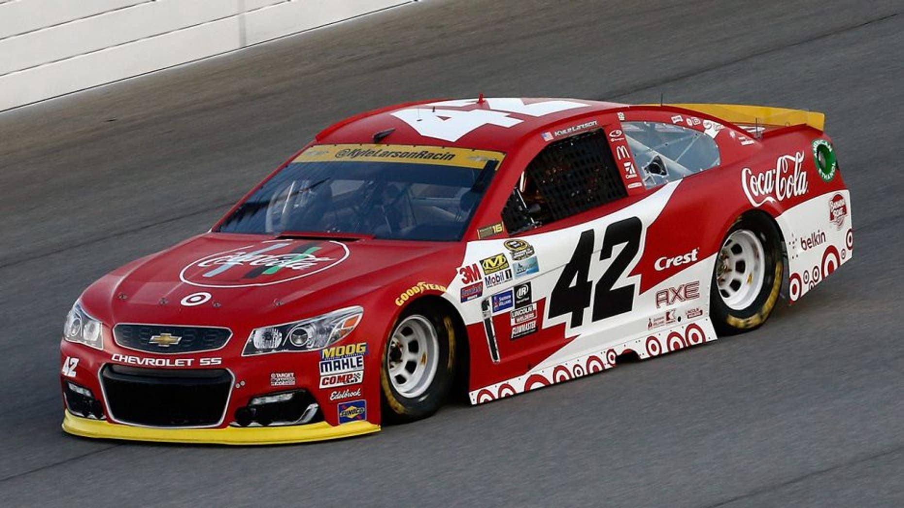 JOLIET, IL - SEPTEMBER 16: Kyle Larson, driver of the #42 Coke Chevrolet, practices for the NASCAR Sprint Cup Series Teenage Mutant Ninja Turtles 400 at Chicagoland Speedway on September 16, 2016 in Joliet, Illinois. (Photo by Jeff Zelevansky/NASCAR via Getty Images)