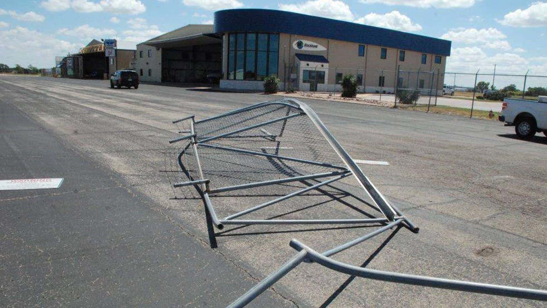 Sept. 17, 2015: Photo from Waco Police Department showing the security gate a man crashed through at Waco Regional Airport.