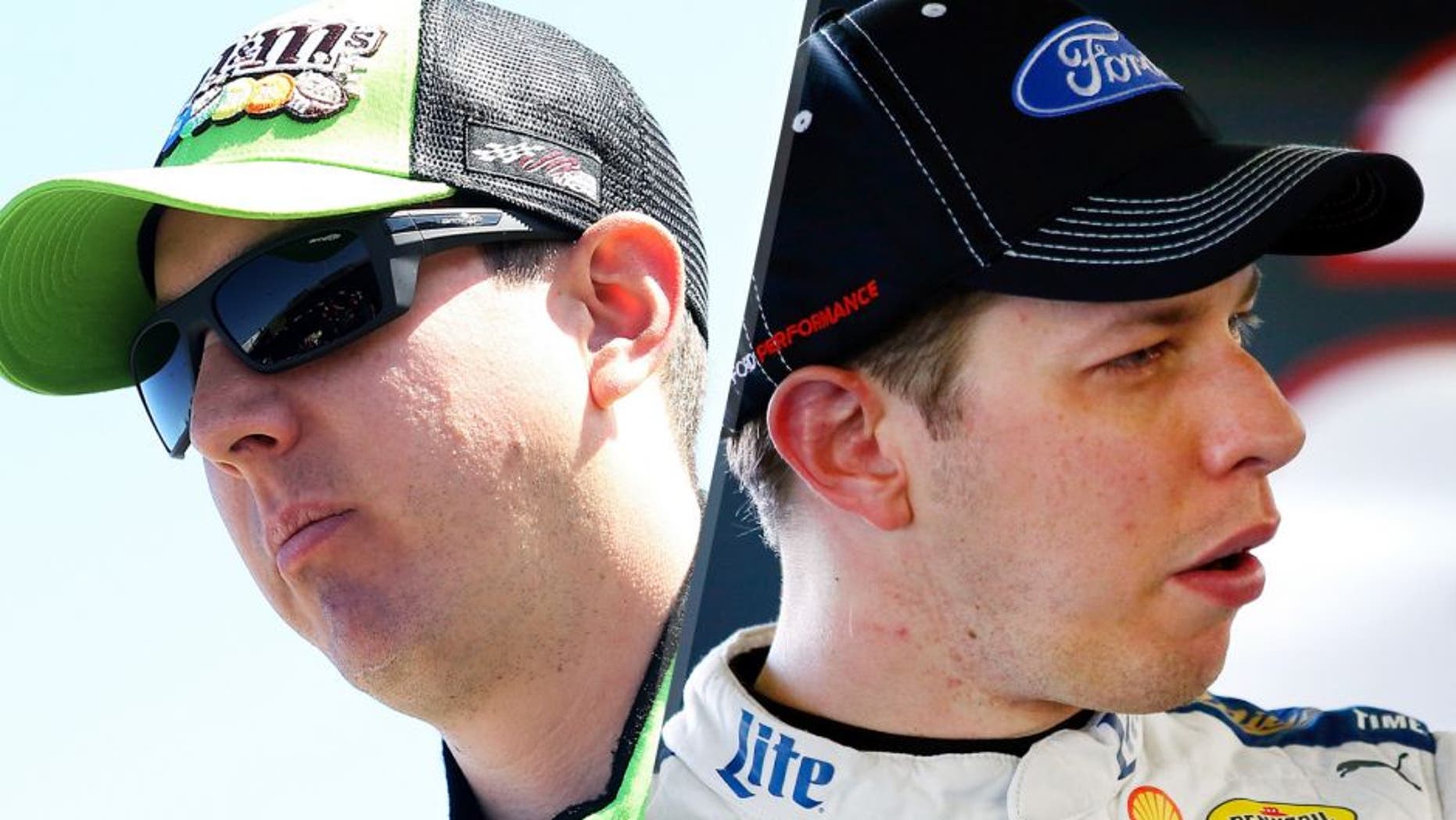 Kyle Busch, driver of the #18 M&M's Crispy/American Heritage Chocolate Toyota, walks through the garage area during practice for the NASCAR Sprint Cup Series Federated Auto Parts 400 at Richmond International Raceway on September 11, 2015 in Richmond, Virginia. (Photo by Matt Hazlett/Getty Images) Brad Keselowski, driver of the #2 Miller Lite Ford, prepares to practice during NASCAR testing at Kansas Speedway on September 16, 2015 in Kansas City, Kansas. (Photo by Jamie Squire/NASCAR via Getty Images)