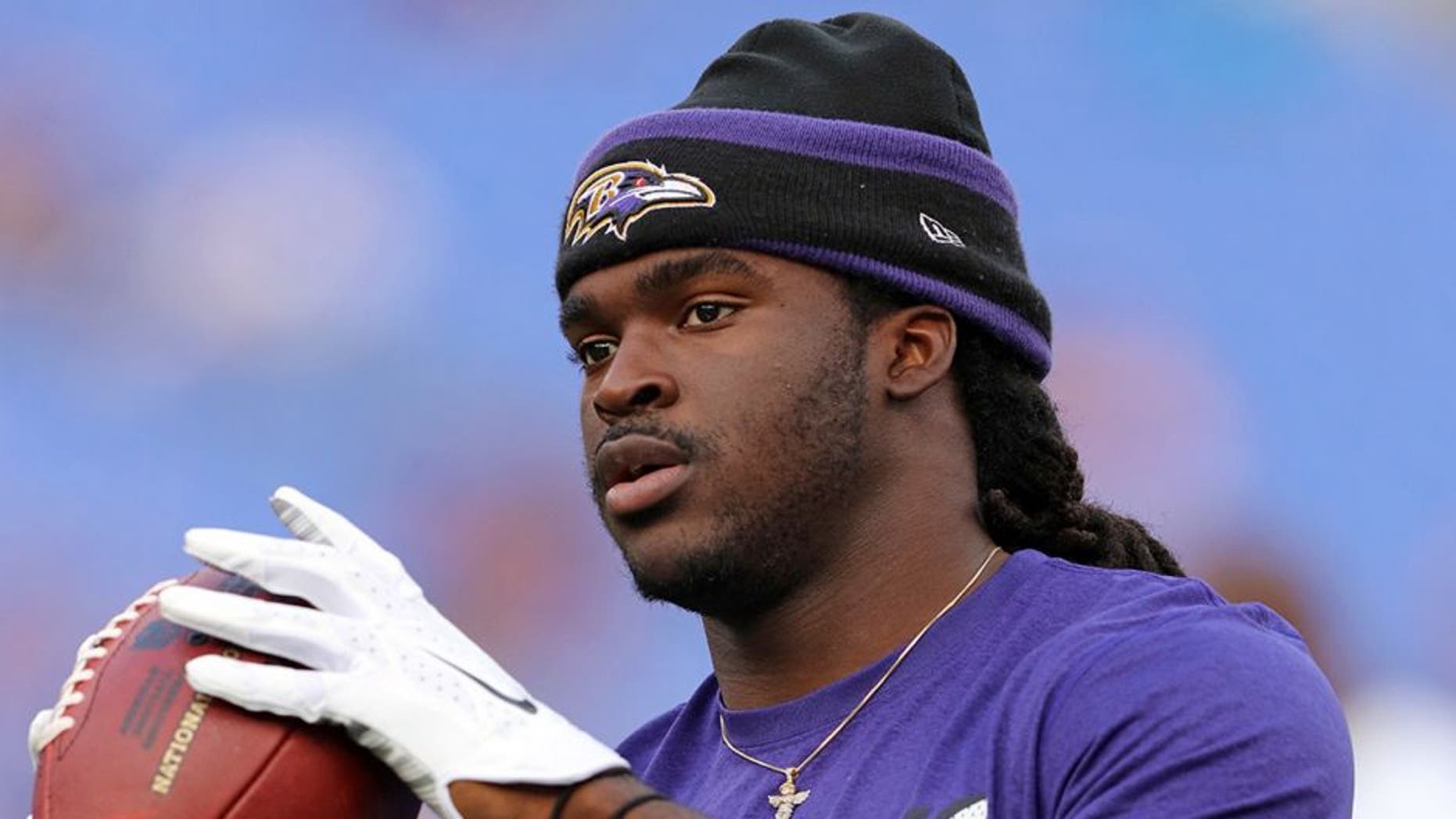 Aug 29, 2015; Baltimore, MD, USA; Baltimore Ravens wide receiver and first round draft pick Breshad Perriman (18) prior to the game against the Washington Redskins at M&T Bank Stadium. Mandatory Credit: Mitch Stringer-USA TODAY Sports