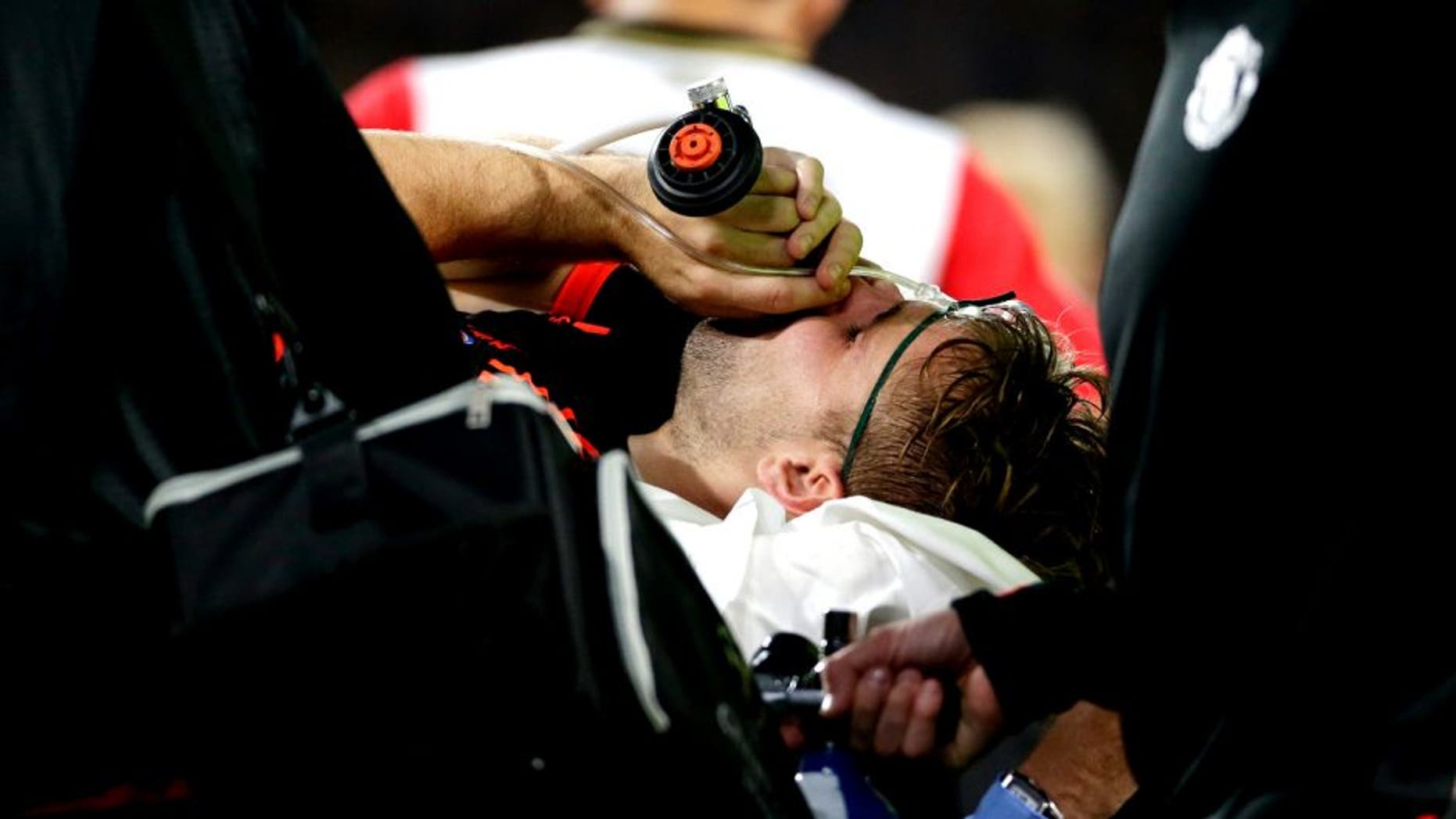 Luke Shaw of Manchester United during the UEFA Champions League group B match between PSV Eindhoven and Manchester United on September 15, 2015 at the Philips stadium in Eindhoven, The Netherlands.(Photo by VI Images via Getty Images)