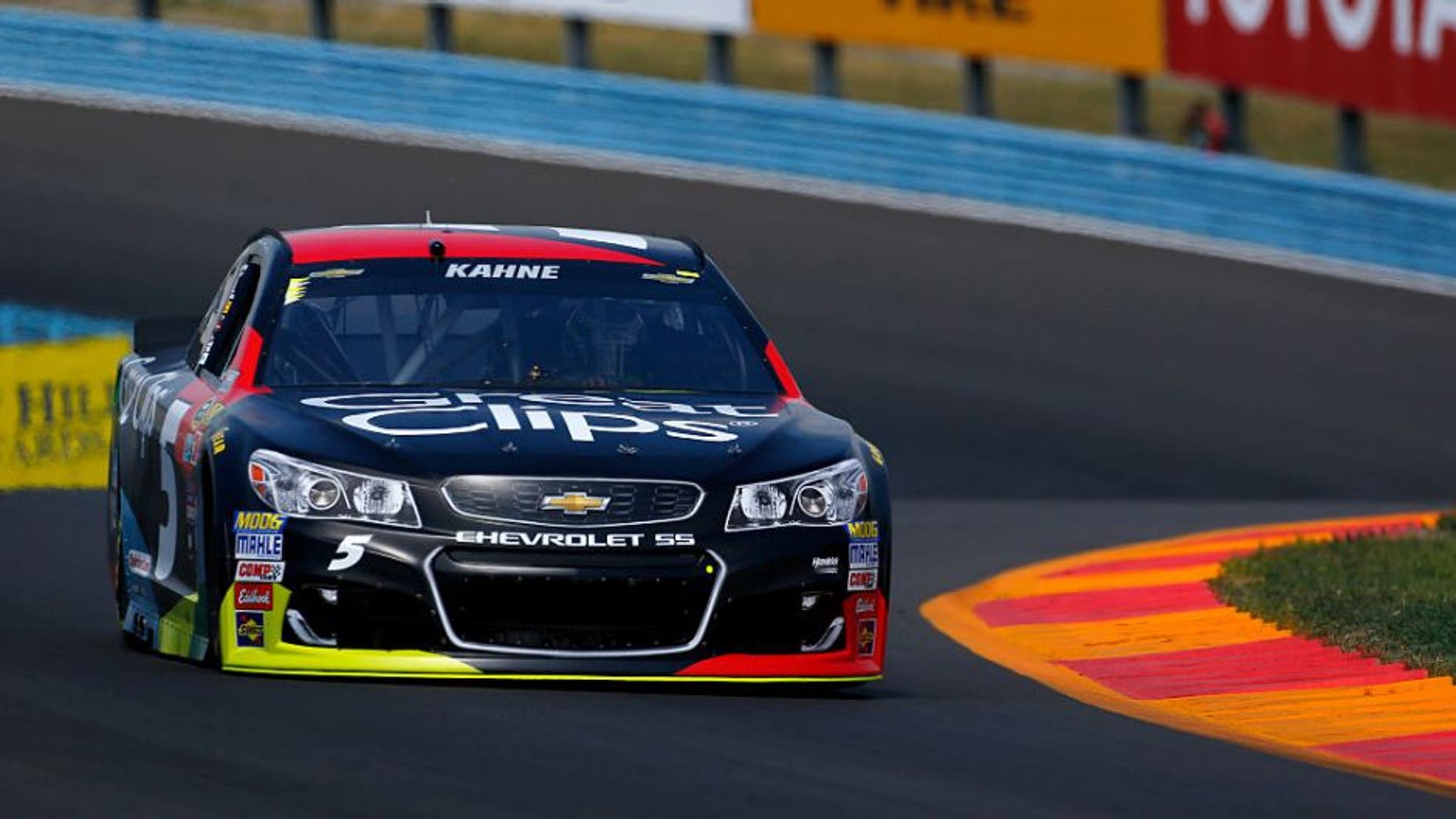 WATKINS GLEN, NY - AUGUST 05: Kasey Kahne, driver of the #5 Great Clips Chevrolet, drives during practice for the NASCAR Sprint Cup Series Cheez-It 355 at Watkins Glen International on August 5, 2016 in Watkins Glen, New York. (Photo by Jonathan Ferrey/NASCAR via Getty Images)