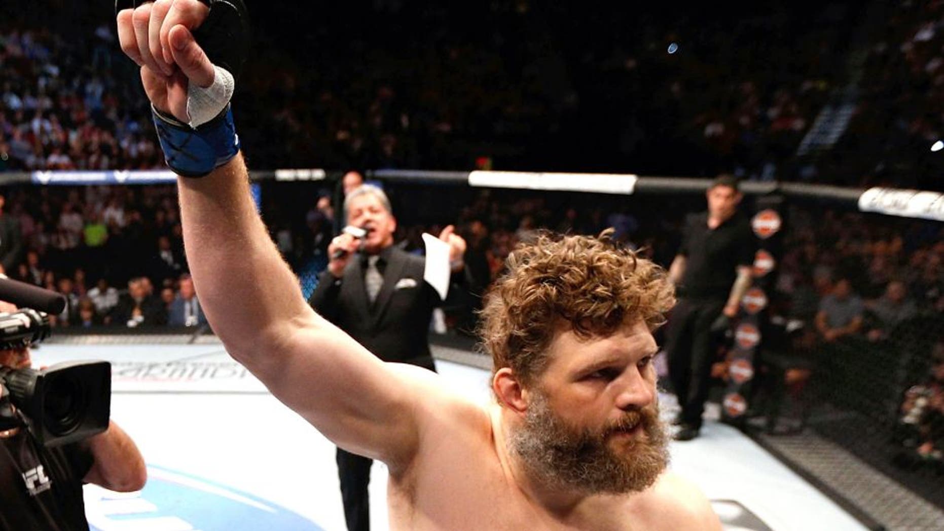HOUSTON, TEXAS - OCTOBER 19: Roy 'Big Country' Nelson waves to the crowd before facing Daniel Cormier (not pictured) in their UFC heavyweight bout at the Toyota Center on October 19, 2013 in Houston, Texas. Daniel Cormier won by split decision. (Photo by Josh Hedges/Zuffa LLC/Zuffa LLC via Getty Images)