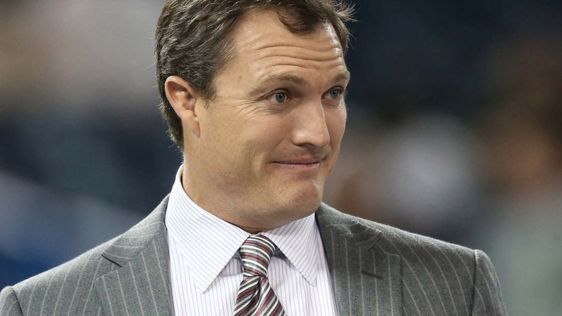 TORONTO, ON - DECEMBER 16: TV color commentator and former player John Lynch before the Seattle Seahawks NFL game against the Buffalo Bills at Rogers Centre on December 16, 2012 in Toronto, Canada. (Photo by Tom Szczerbowski/Getty Images)