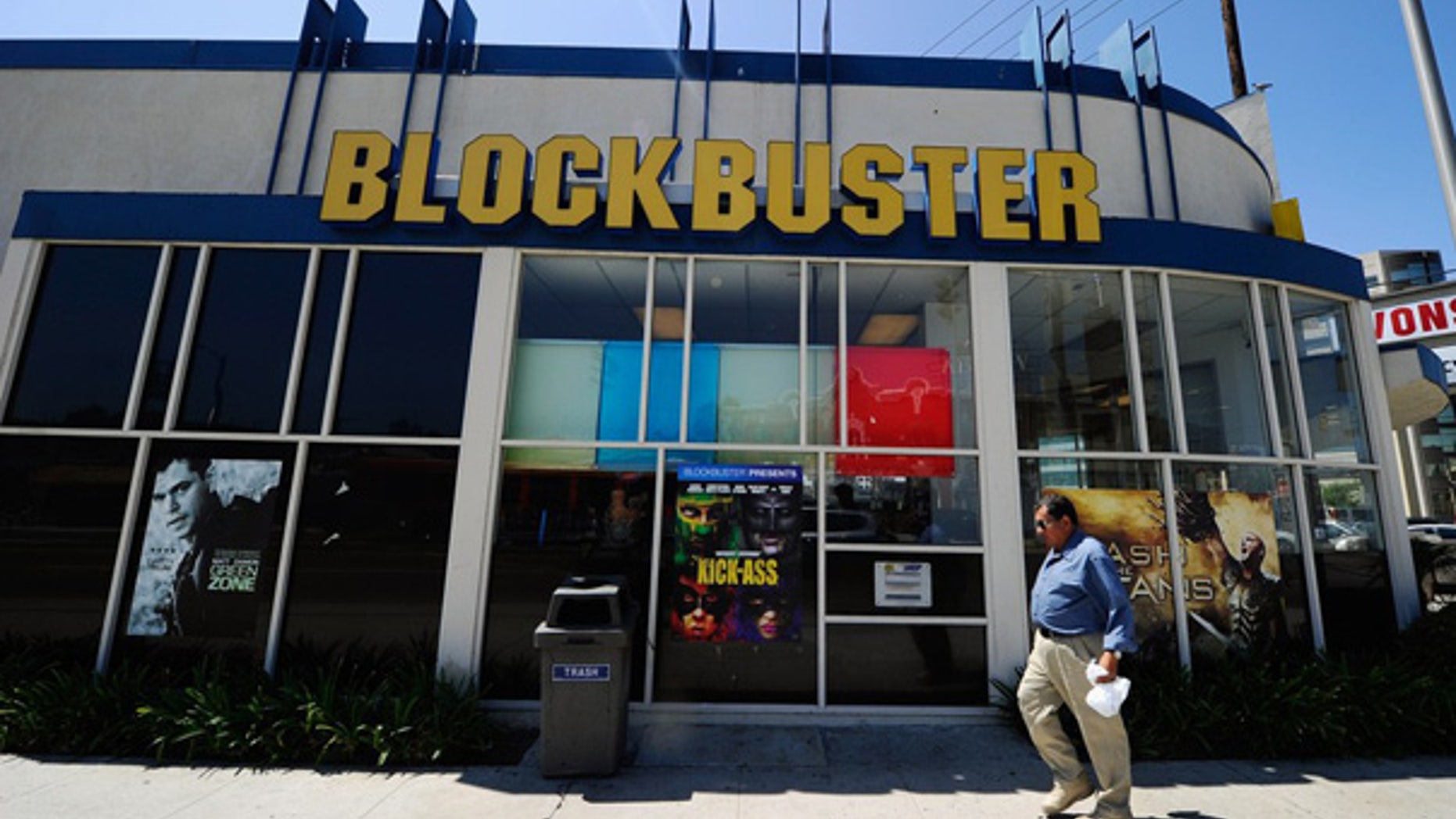 Aug. 27: People walk past a Blockbuster store in Los Angeles, California