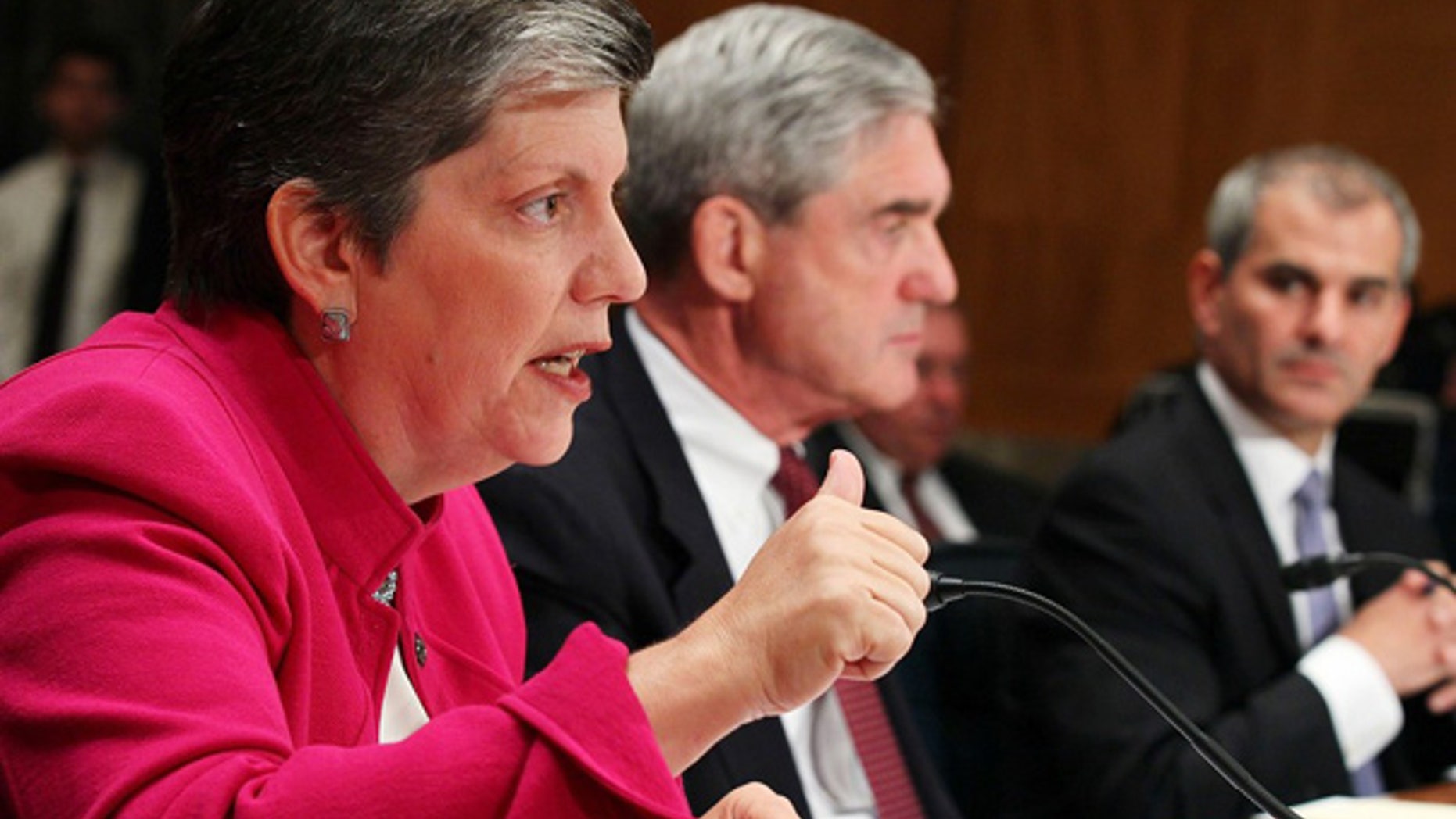 Sept. 22: Secretary of Homeland Security Janet Napolitano speaks as FBI Director Robert Mueller, and National Counterterrorism Center Director Michael Leiter listen, on Capitol Hill.