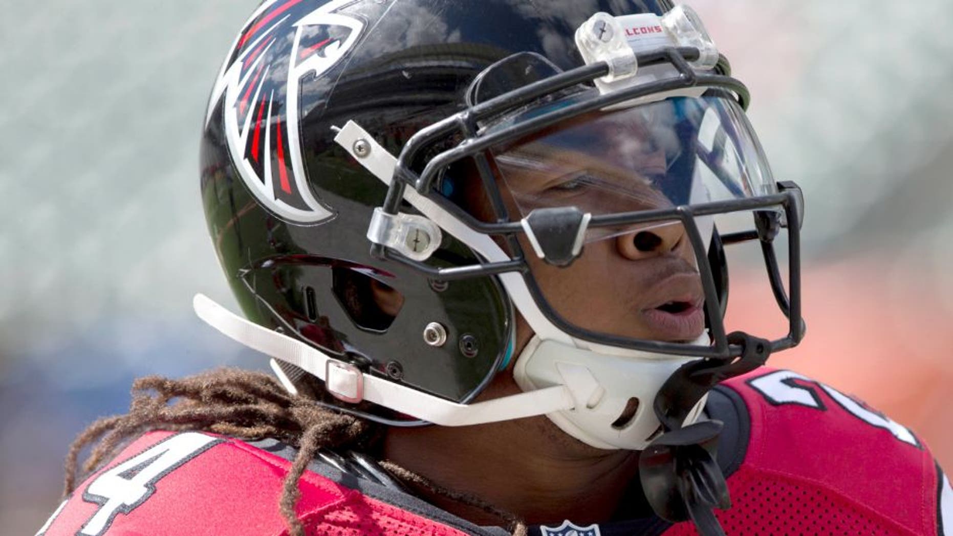 Sep 14, 2014; Cincinnati, OH, USA; Atlanta Falcons running back Devonta Freeman (24) against the Cincinnati Bengals at Paul Brown Stadium. The Bengals won 24-10. Mandatory Credit: Aaron Doster-USA TODAY Sports
