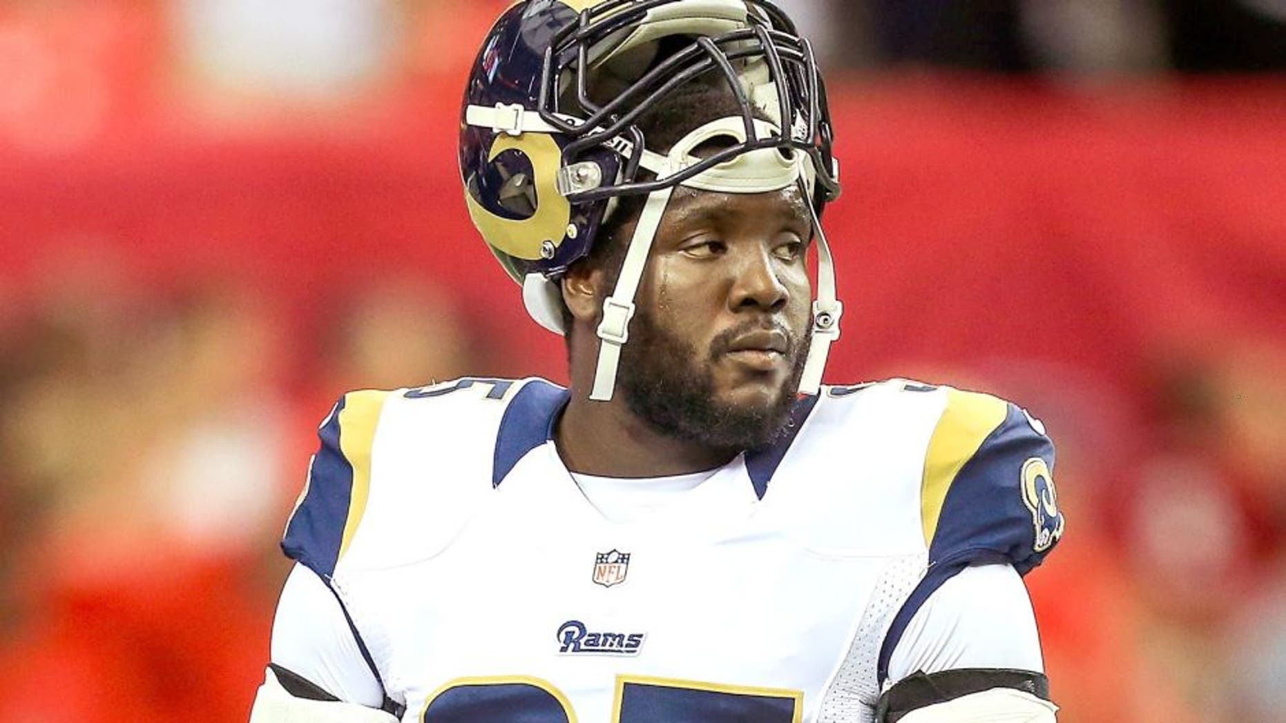 Sep 15, 2013; Atlanta, GA, USA; St. Louis Rams defensive end William Hayes (95) warms up before the game against the Atlanta Falcons at the Georgia Dome. The Falcons won 31-24. Mandatory Credit: Daniel Shirey-USA TODAY Sports