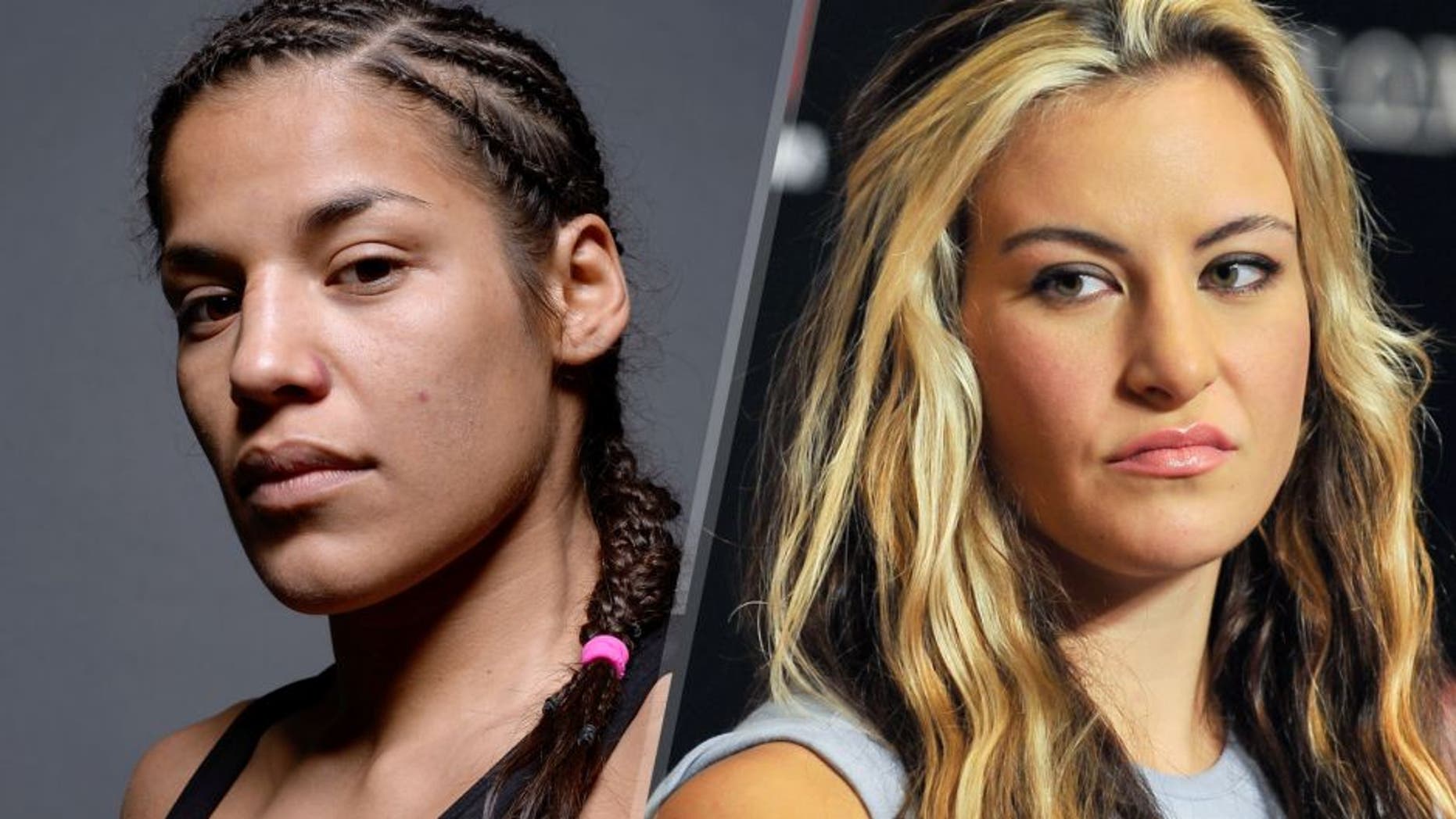 FAIRFAX, VA - APRIL 04: Juliana Pena poses for a post-fight portrait backstage after her victory over Milana Dudieva during the UFC Fight Night event at the Patriot Center on April 4, 2015 in Fairfax, Virginia. (Photo by Mike Roach/Zuffa LLC/Zuffa LLC via Getty Images) TOKYO, JAPAN - SEPTEMBER 17: Miesha Tate interacts with media during the UFC Ultimate Media Day at the Hilton Tokyo on September 17, 2014 in Tokyo, Japan. (Photo by Keith Tsuji/Zuffa LLC/Zuffa LLC via Getty Images)