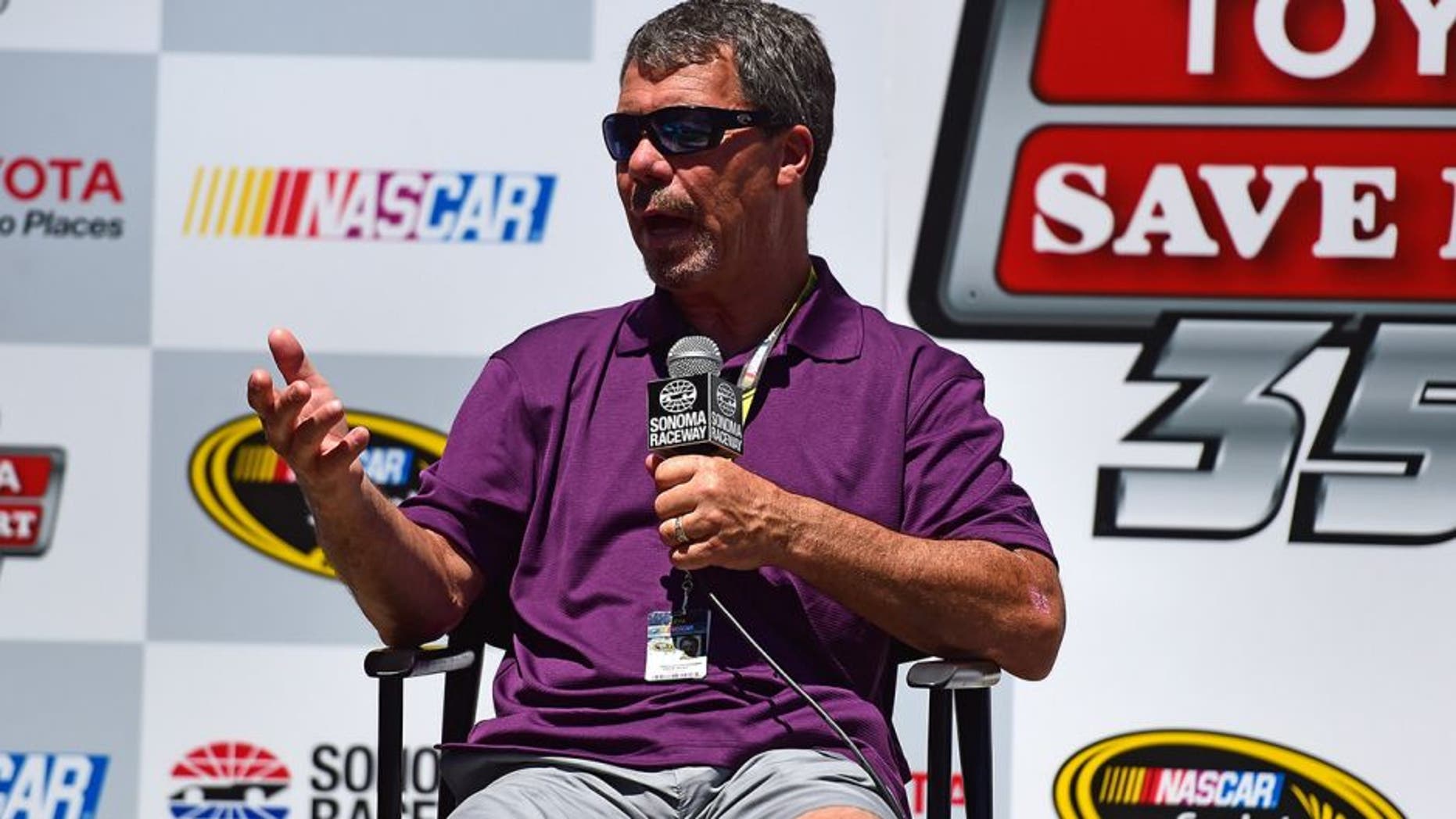 SONOMA, CA - JUNE 24: Former driver Ernie Irvan is inducted into the Sonoma Raceway Wall Of Fame after practice for the NASCAR Sprint Cup Series Toyota/Save Mart 350 at Sonoma Raceway on June 24, 2016 in Sonoma, California. (Photo by Jared Tilton/Getty Images)