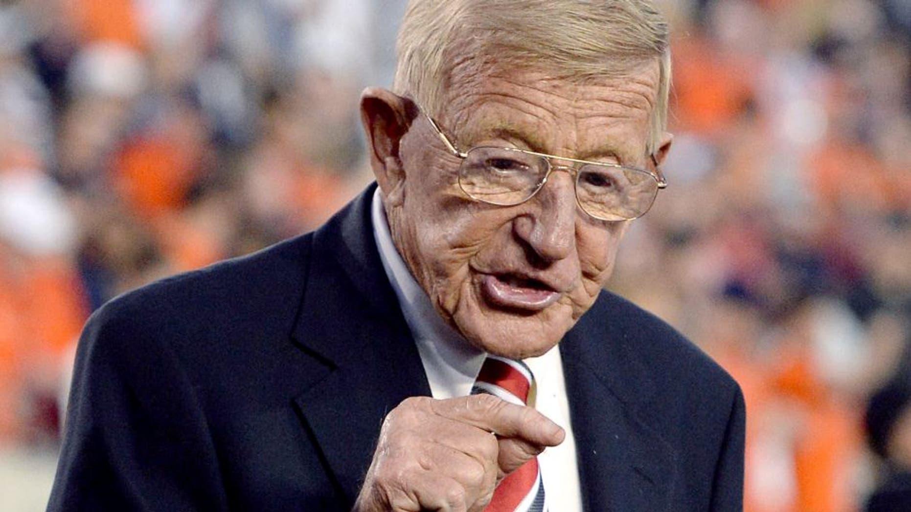 Jan 6, 2014; Pasadena, CA, USA; ESPN analyst Lou Holtz before the 2014 BCS National Championship game between the Auburn Tigers and the Florida State Seminoles at the Rose Bowl. Mandatory Credit: Jayne Kamin-Oncea-USA TODAY Sports