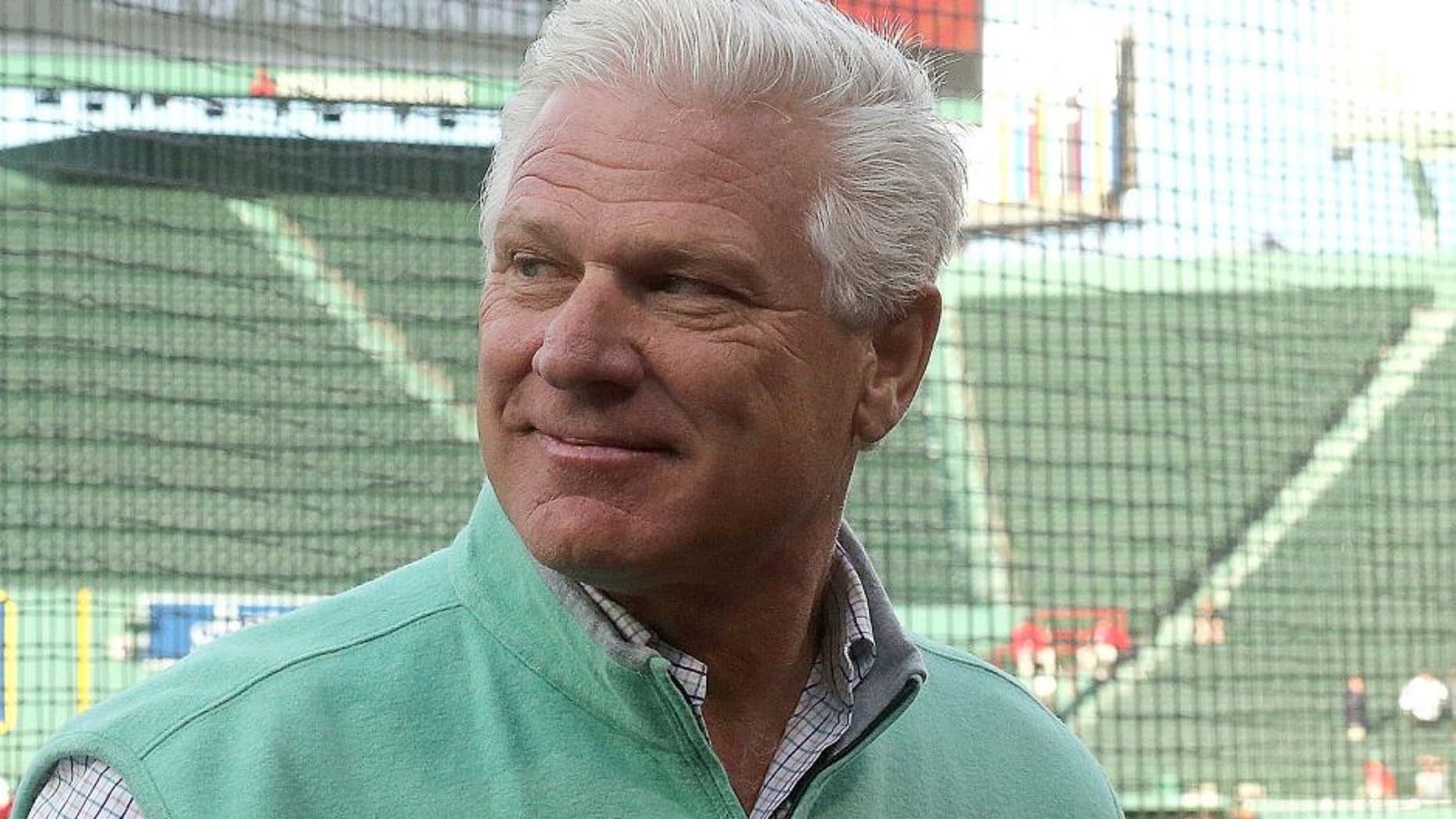 BOSTON, MA - SEPTEMBER 25: Frank Wren, who has been hired as the Boston Red Sox's vice president of baseball operations, smiles as he interacts with the media before a game with the Baltimore Orioles at Fenway Park on September 25, 2015 in Boston, Massachusetts. (Photo by Jim Rogash/Getty Images)