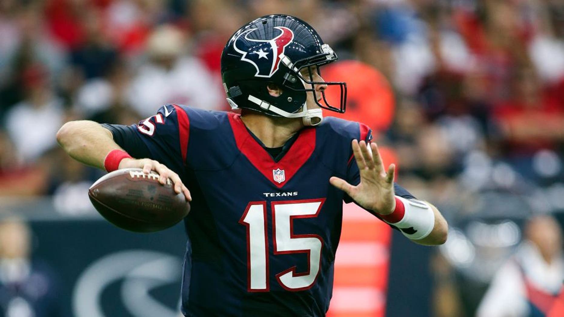 Sep 27, 2015; Houston, TX, USA; /ht5/ attempts a pass during the second quarter against the Tampa Bay Buccaneers at NRG Stadium. Mandatory Credit: Troy Taormina-USA TODAY Sports